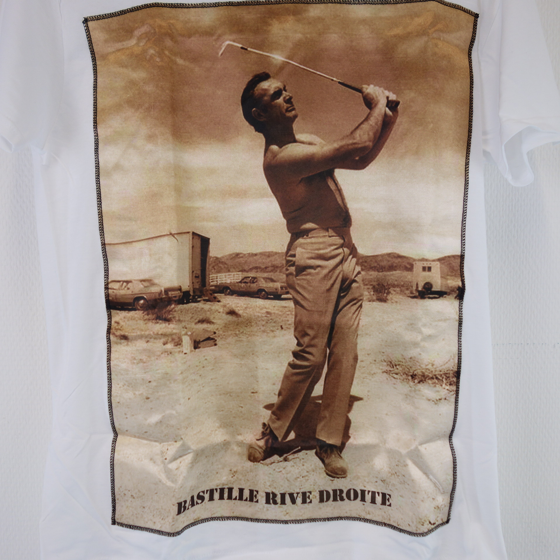 BASTILLE Venezia Rive Droite Herren T-Shirt T Shirt Oberteil Herrenshirt Baumwolle Weiß Modell Golf Größe M