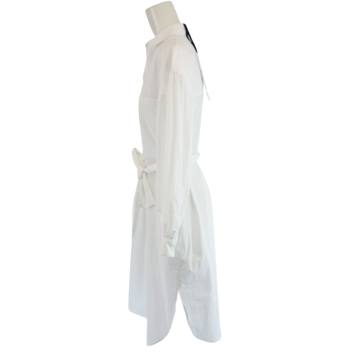 CALIBAN Damen Midi Kleid Tunika Tunikakleid Blusenkleid Hemdkleid Weiß mit Gürtel