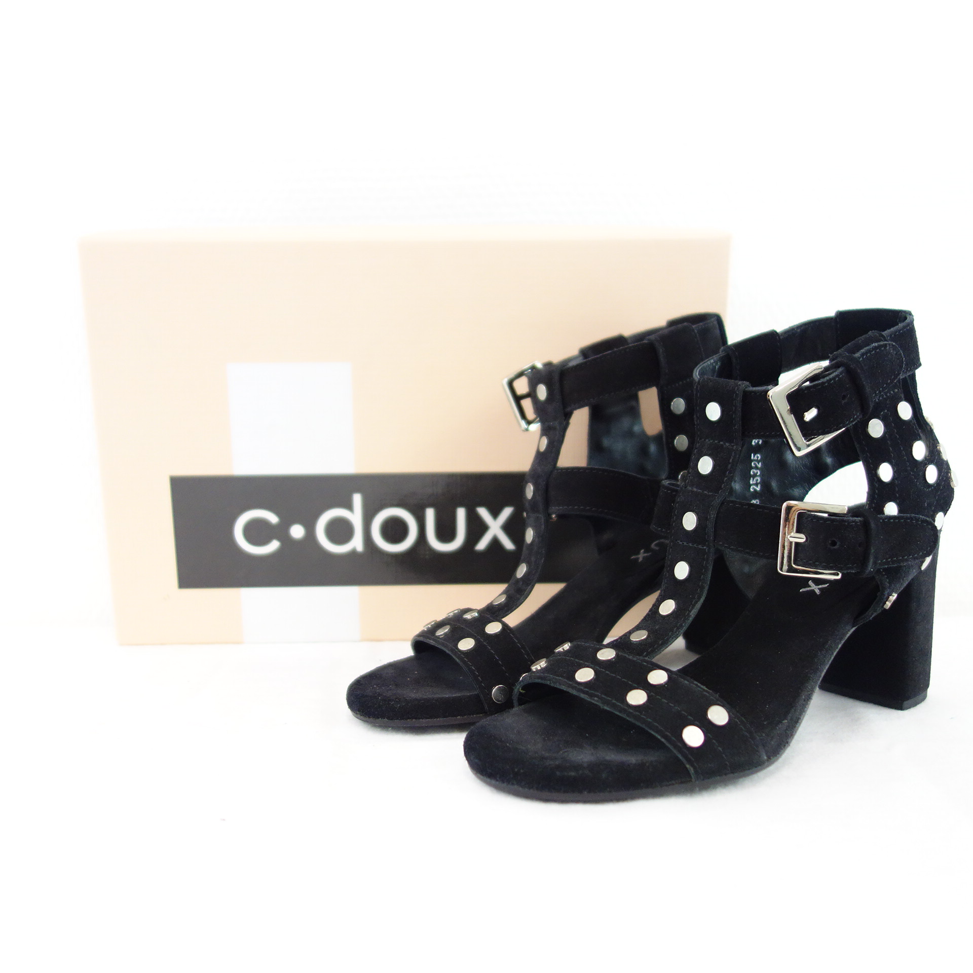CDOUX C.Doux Damen Schuhe Pumps Sandaletten Wildleder Schwarz Blockabsatz
