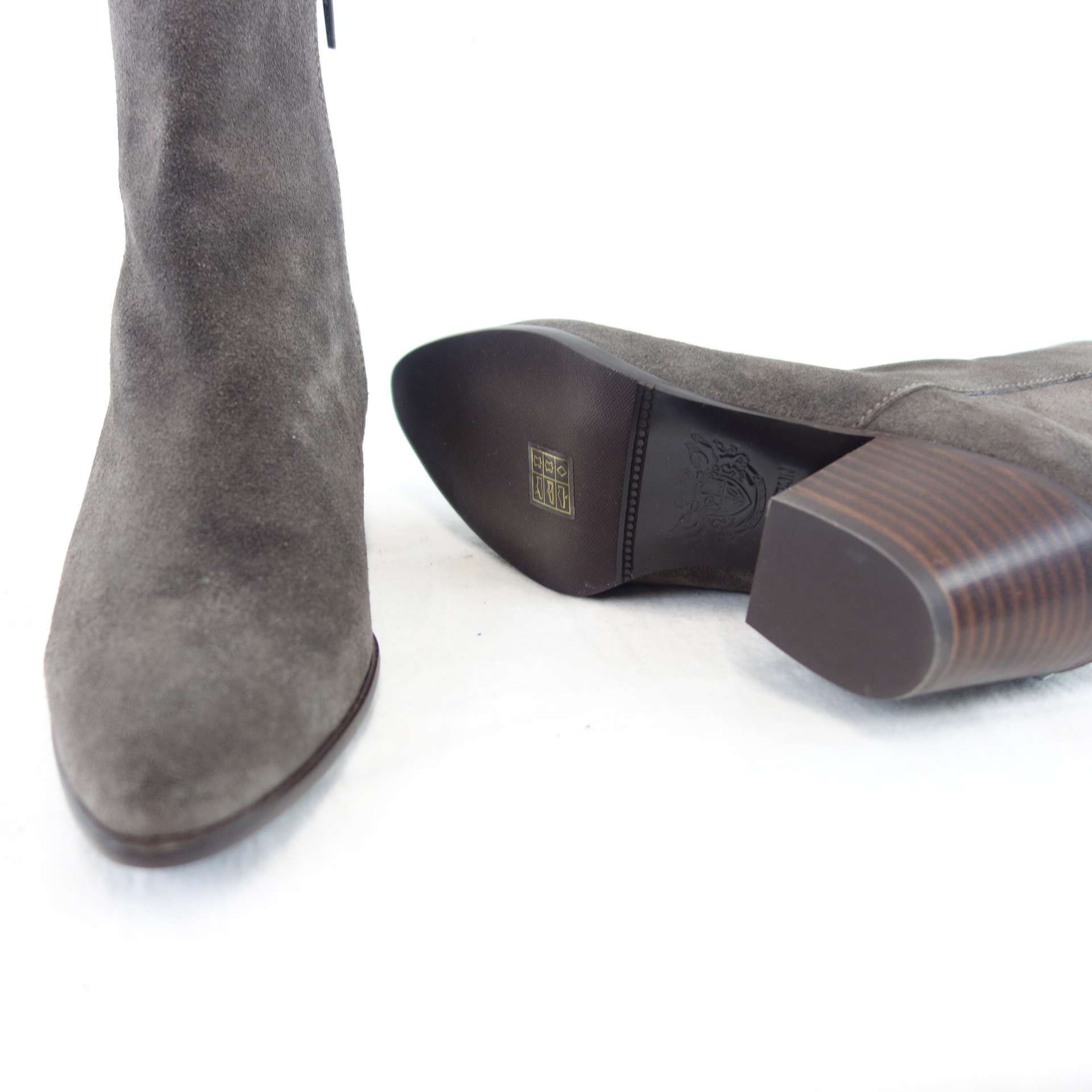 PEDRO MIRALLES Damen Schuhe Stiefeletten Stiefel Boots Dunkelgrau Taupe Wildleder Größe 37 