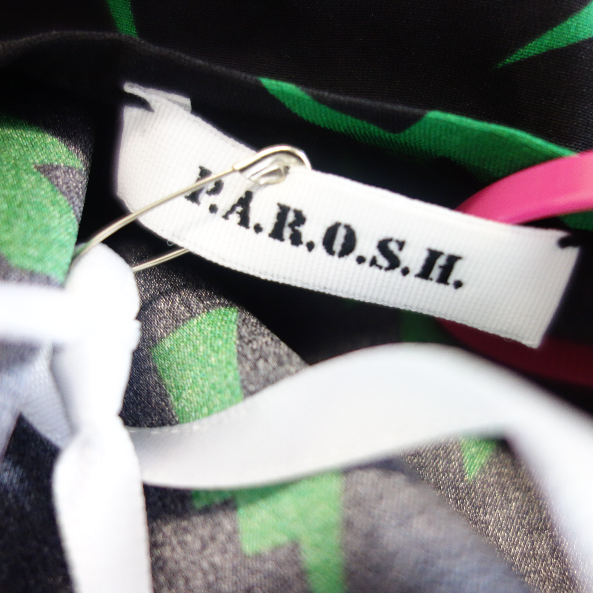 PAROSH P.A.R.O.S.H. Damen Bluse Tunika Shirt Oberteil Schwarz Grün Seide Größe M