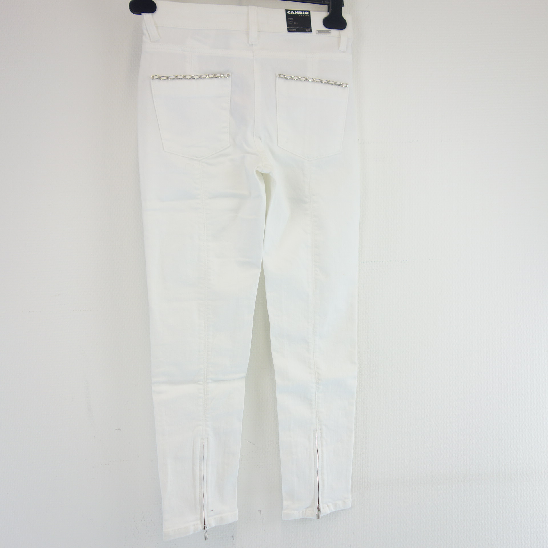 CAMBIO Damen Jeans Hose Jeanshose Weiß Modell Paris Short Größe 34 Slim