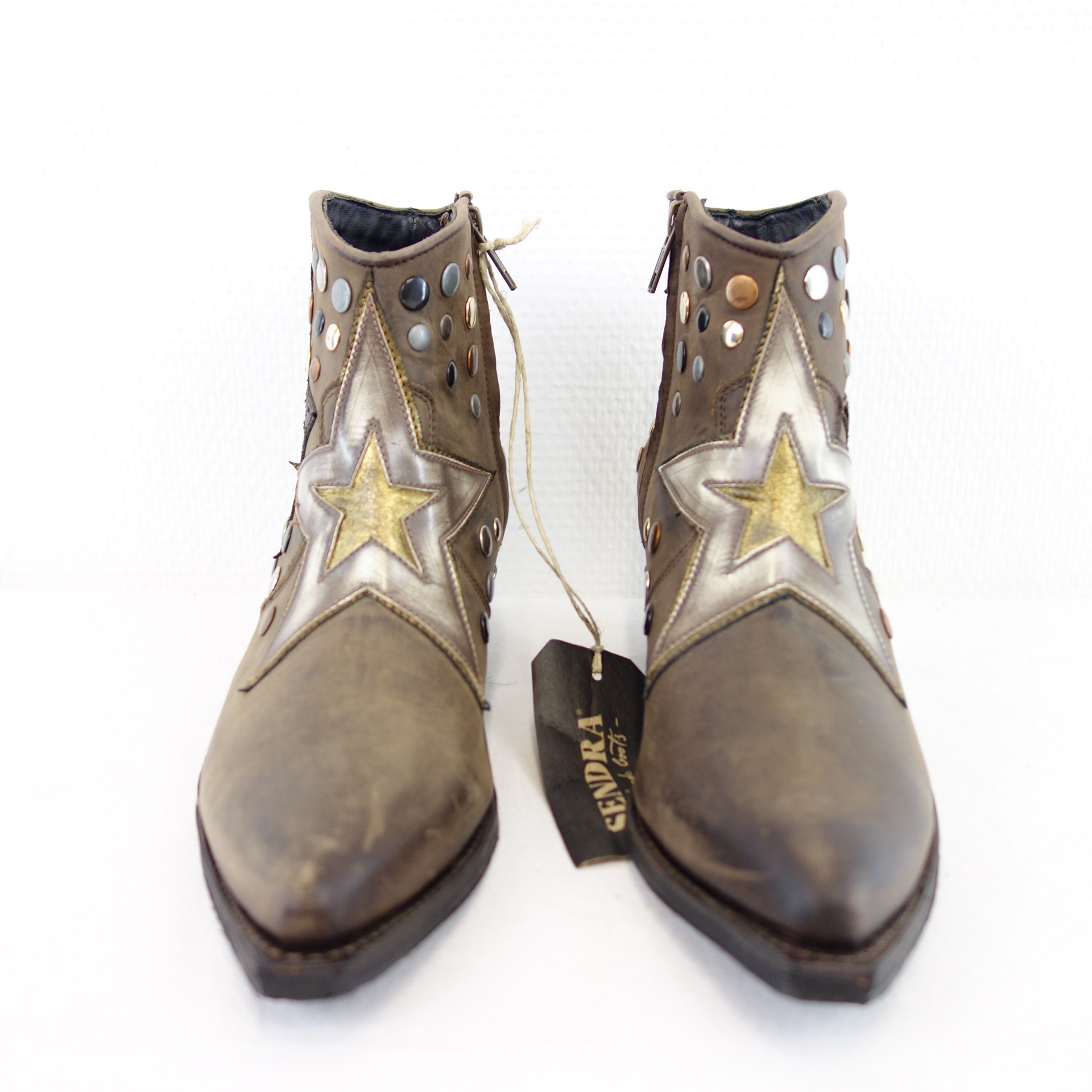 SENDRA Damen Schuhe Western Boots Cowboystiefel Cowboy Stiefeletten Leder Lia Braun