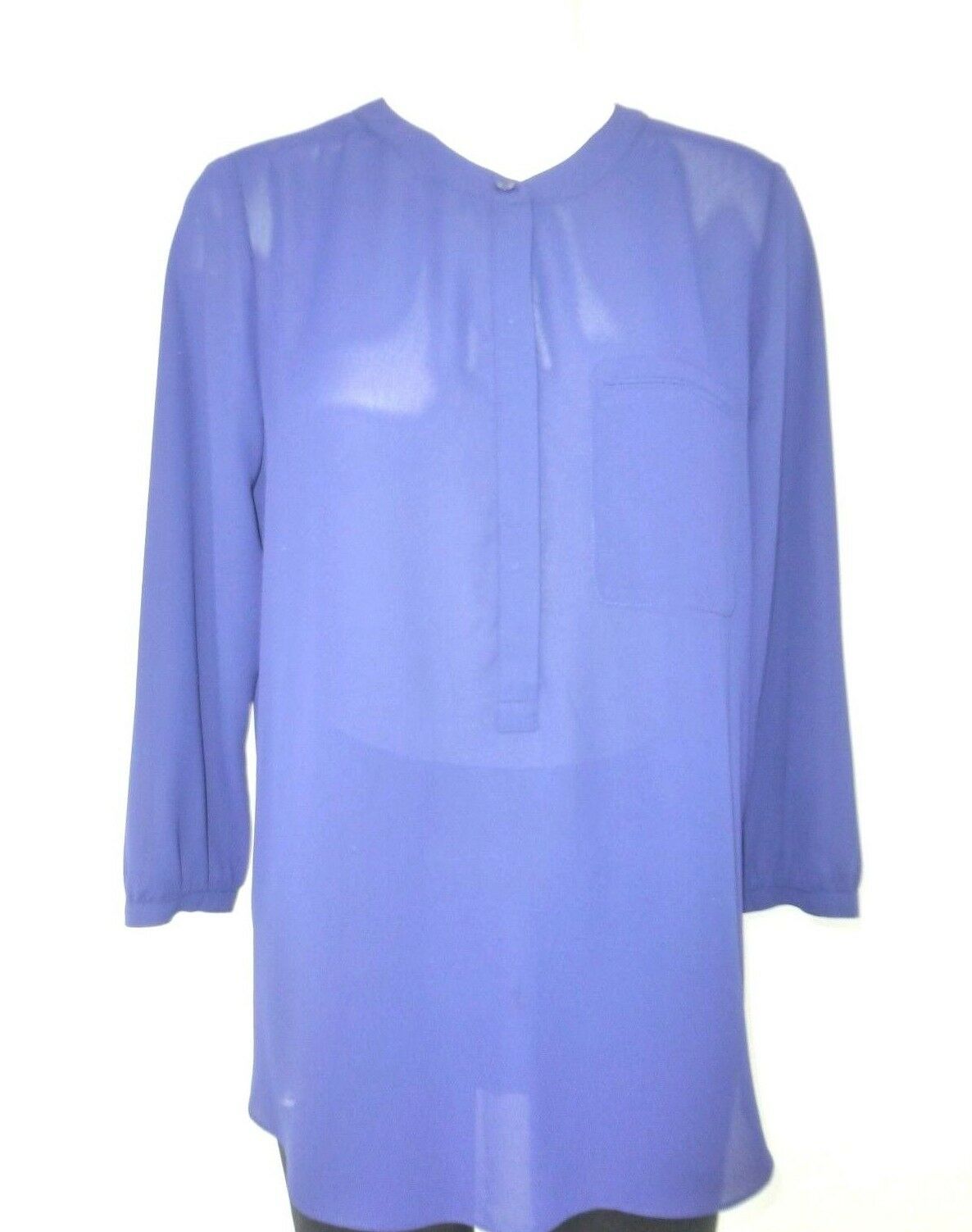 Nydj Damen Tunika Bluse Größe 36 S Blau Night Shade Blue Transparent NP 129 Neu