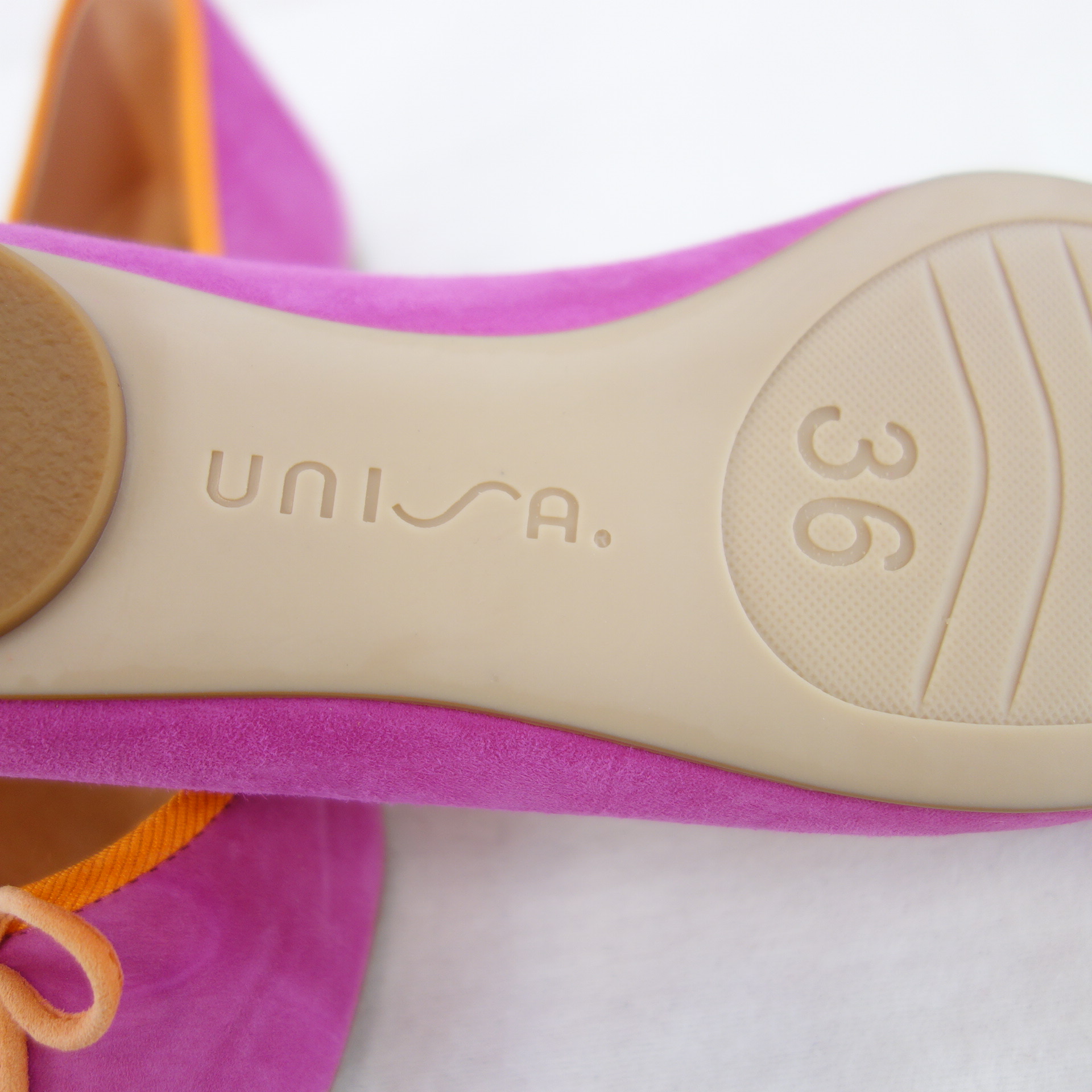 UNISA Flache Damen Schuhe Ballerinas Loafer Wildleder Rosa Orange Gr 36 Modell Adriana