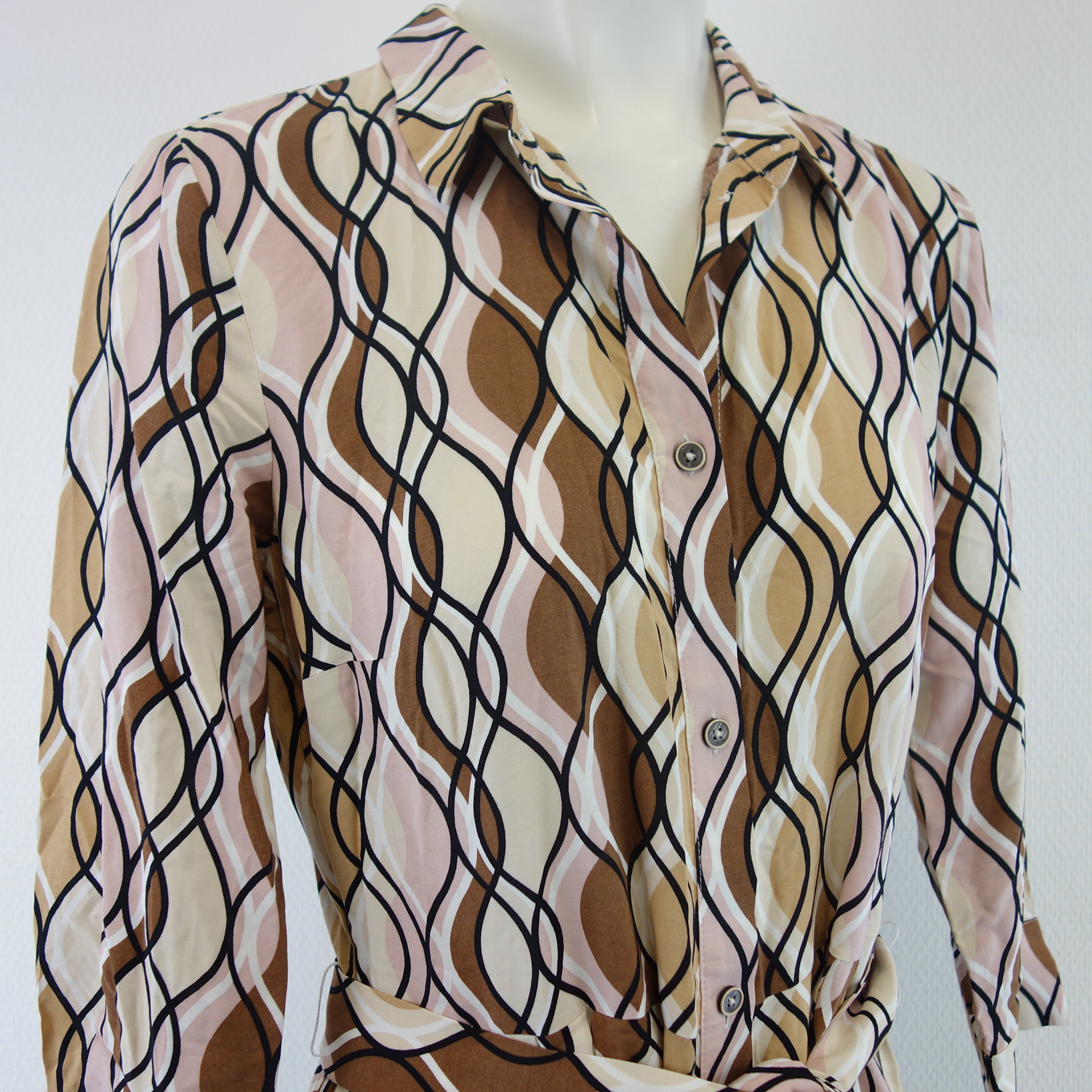 MORE & MORE Damen Kleid Blusenkleid Midi Tunikakleid A Form Mehrfarbig Viskose