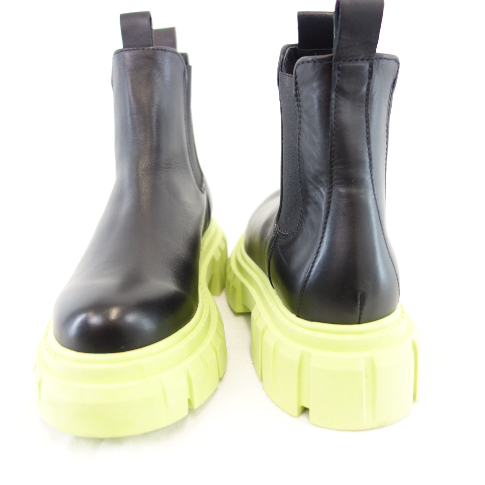 BUKELA Damen Schuhe Chelsea Boots Stiefel Stiefeletten Schwarz Grün Gr 37