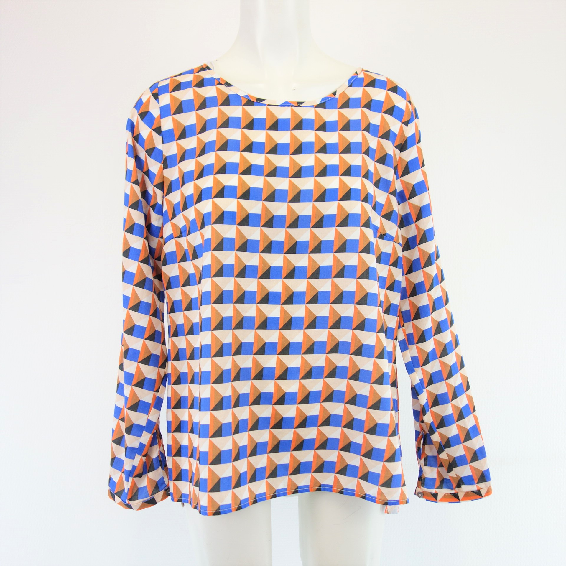 MILANO Italy Damen Bluse Tunika Oberteil Shirt Bunter Print 100% Baumwolle Np 69 Neu