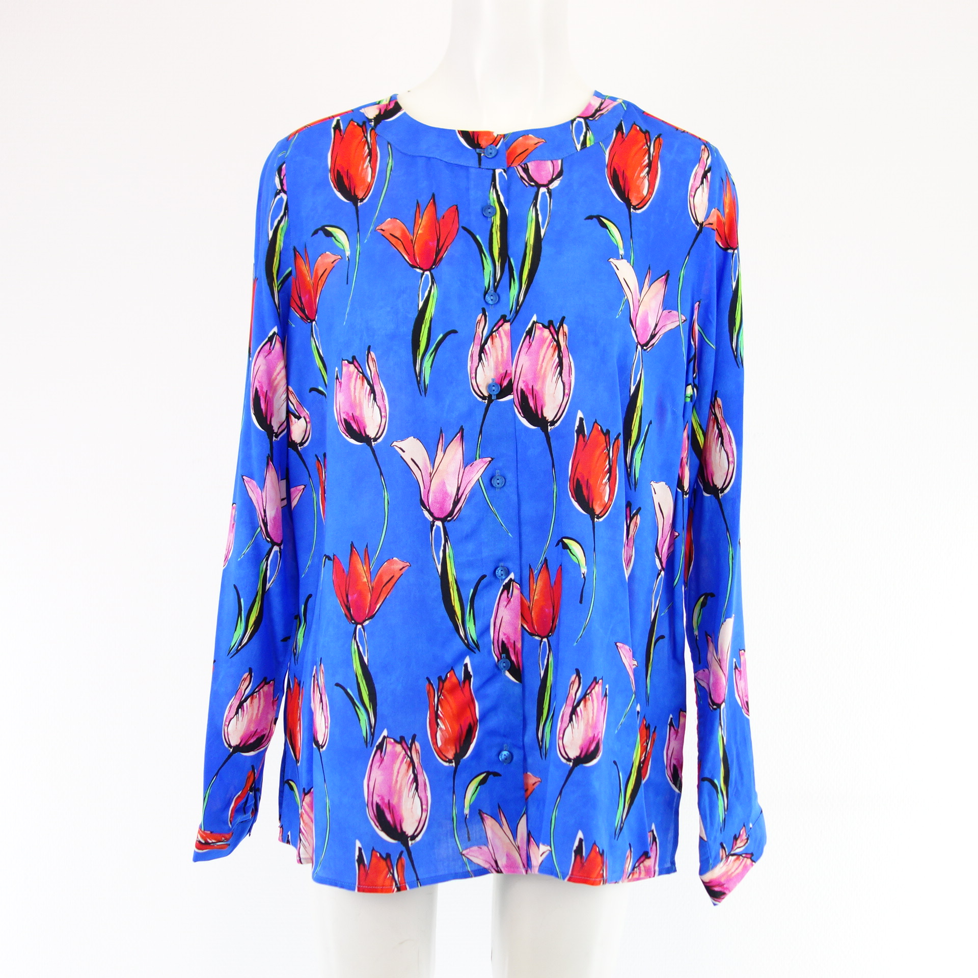 MILANO Italy Damen Bluse Tunika Oberteil Shirt Damenshirt Tulpen Print 100% Viskose 