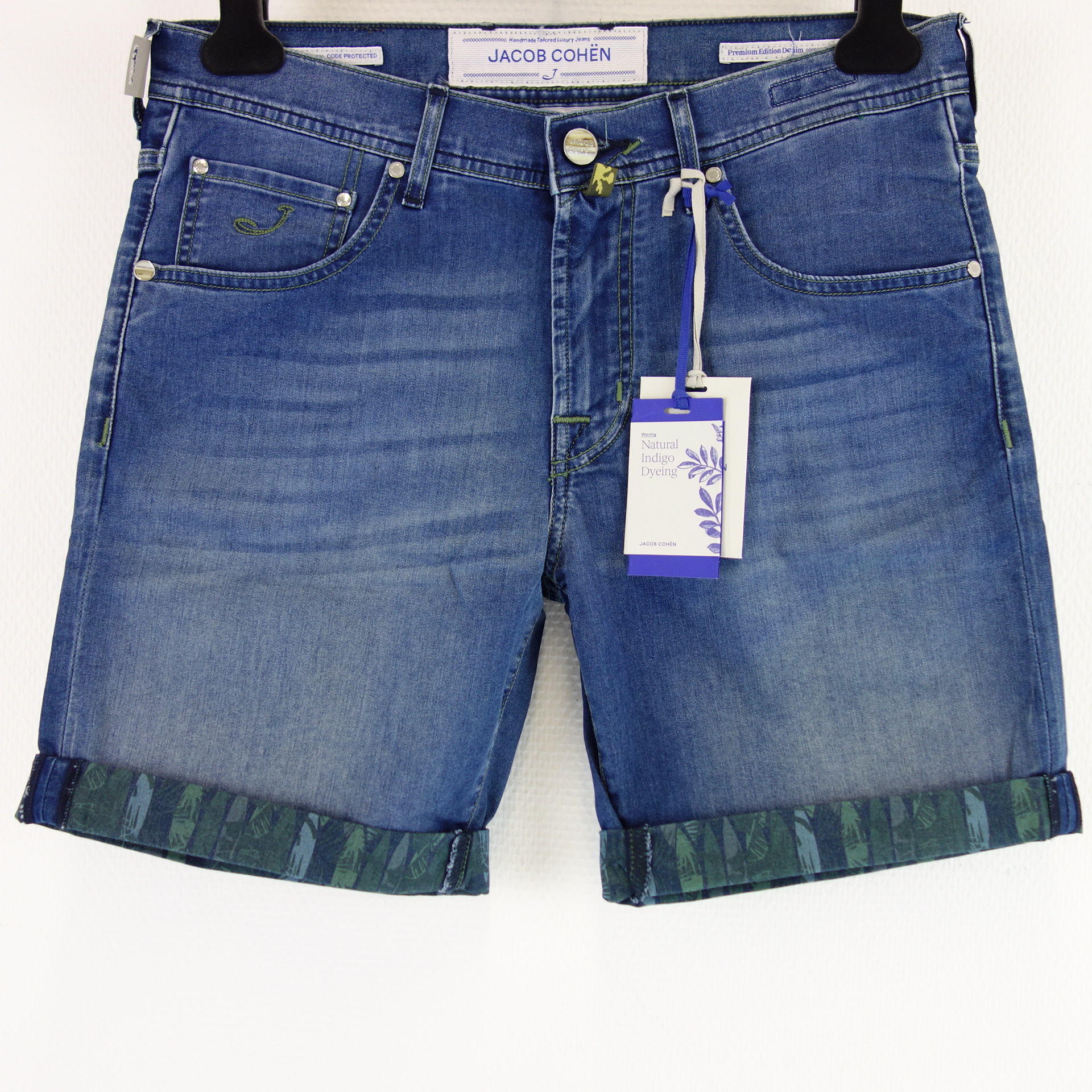 JACOB COHEN Kurze Herren Sommer Hose Jeans Jeansshorts Shorts Bermuda Fell Label Tuch