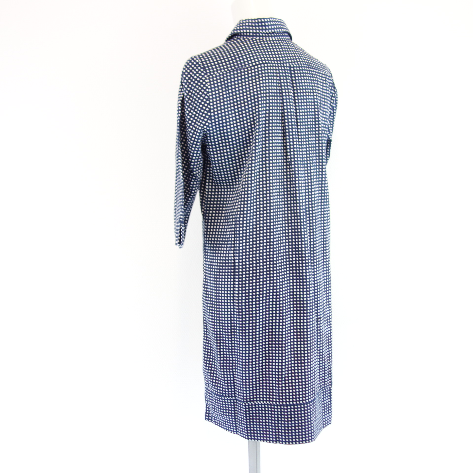 LA SALLE Damen Kleid Tunika Hemdkleid Blau Weiß Kariert Größe S mit Taschen