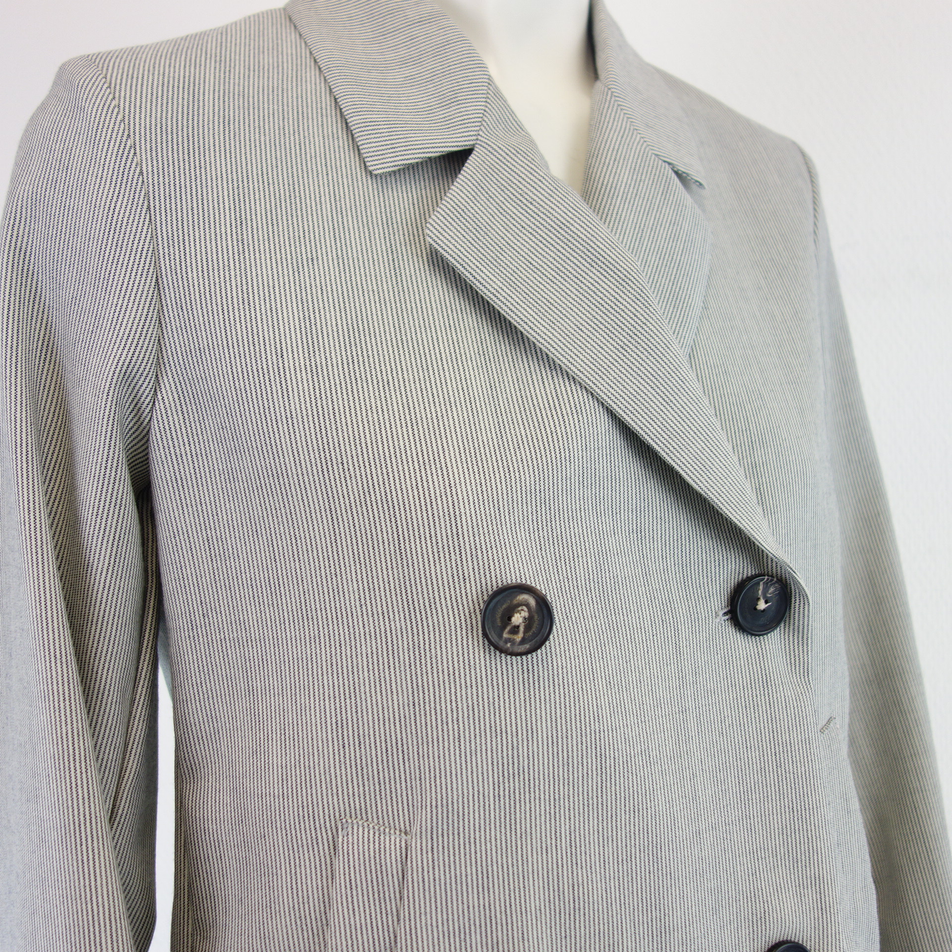 MASSIMO ALBA Damen Blazer Jacke Sakko Weiß Blau 100% Wolle Modell HAMPTON
