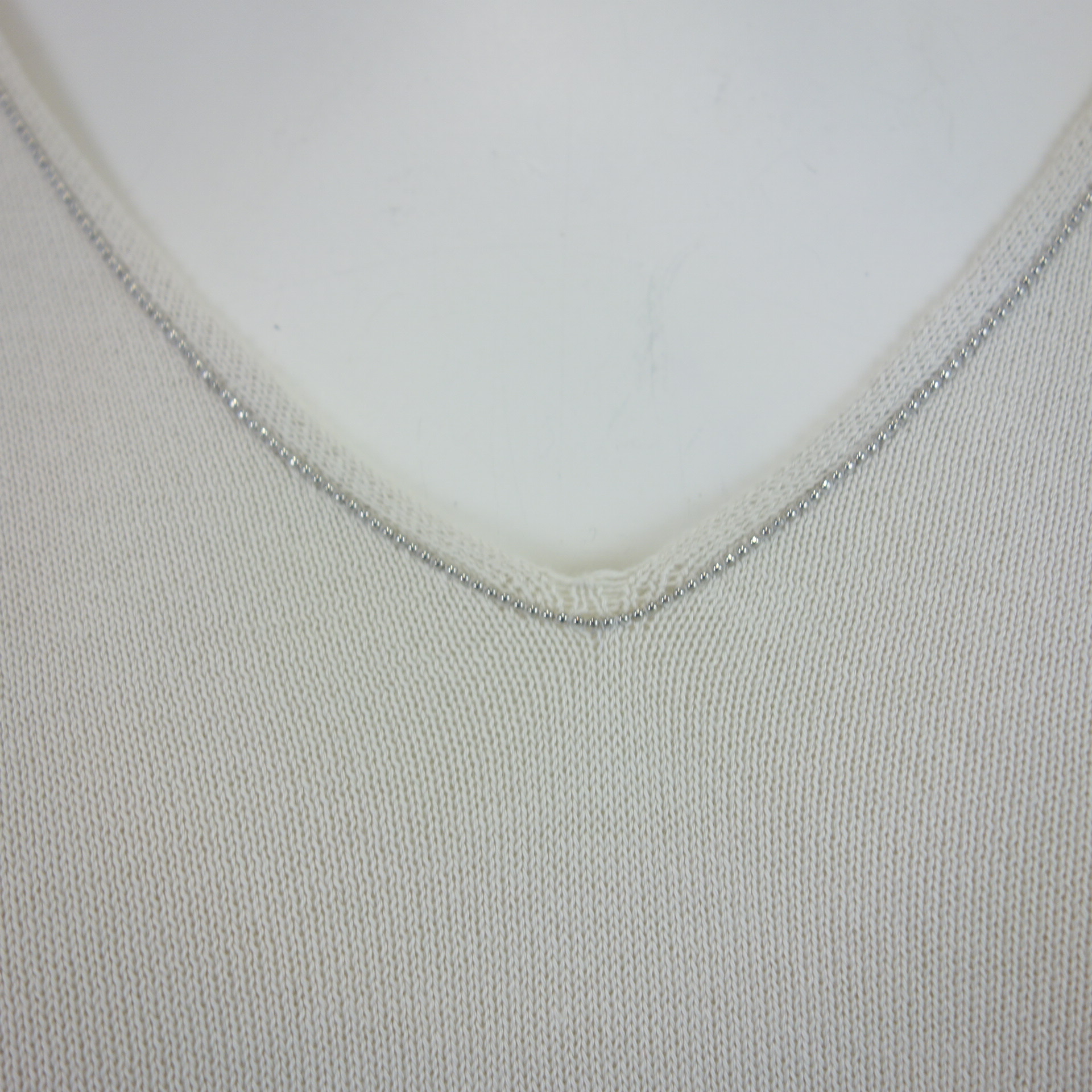 FABIANA FILIPPI Damen 2 in 1 Pullover Mesh Bluse Beige Weiß Baumwolle Viskose IT 44 DE 38