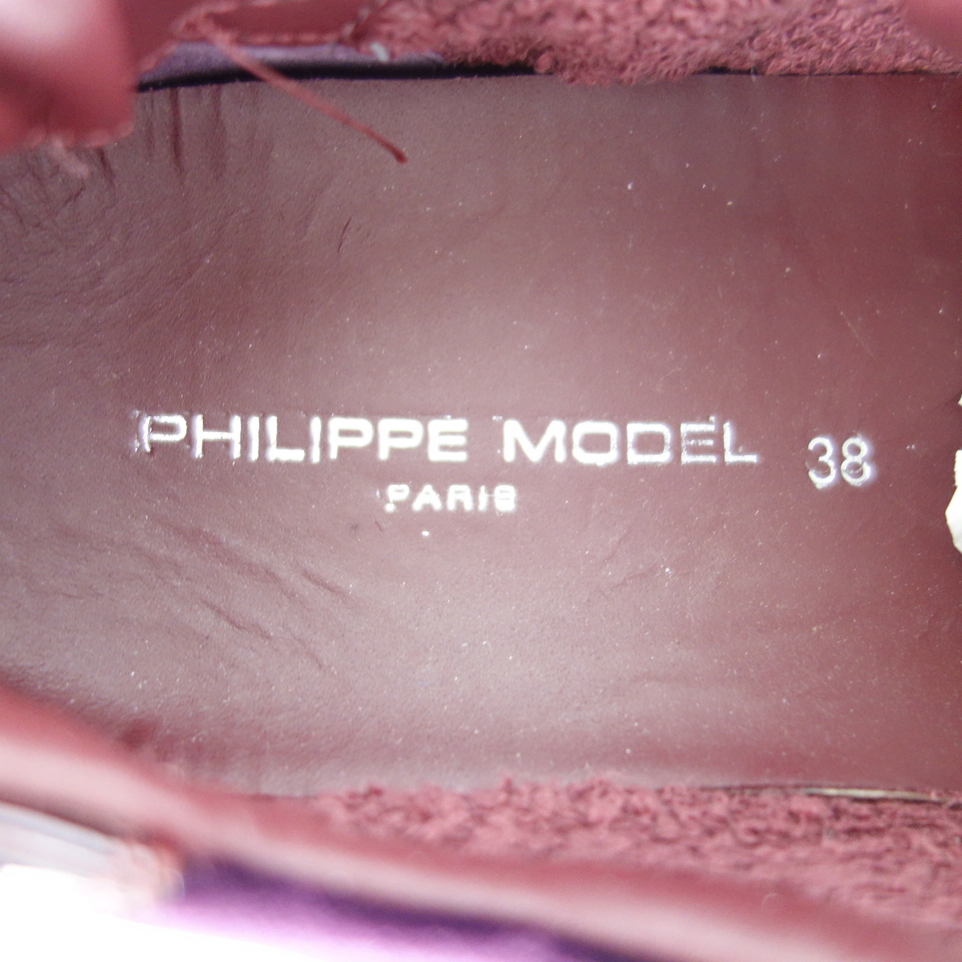 PHILIPPE MODEL Damen Schuhe Sportschuhe Low Top Sneaker Bordeaux Samt Leder  38 MADELEINE