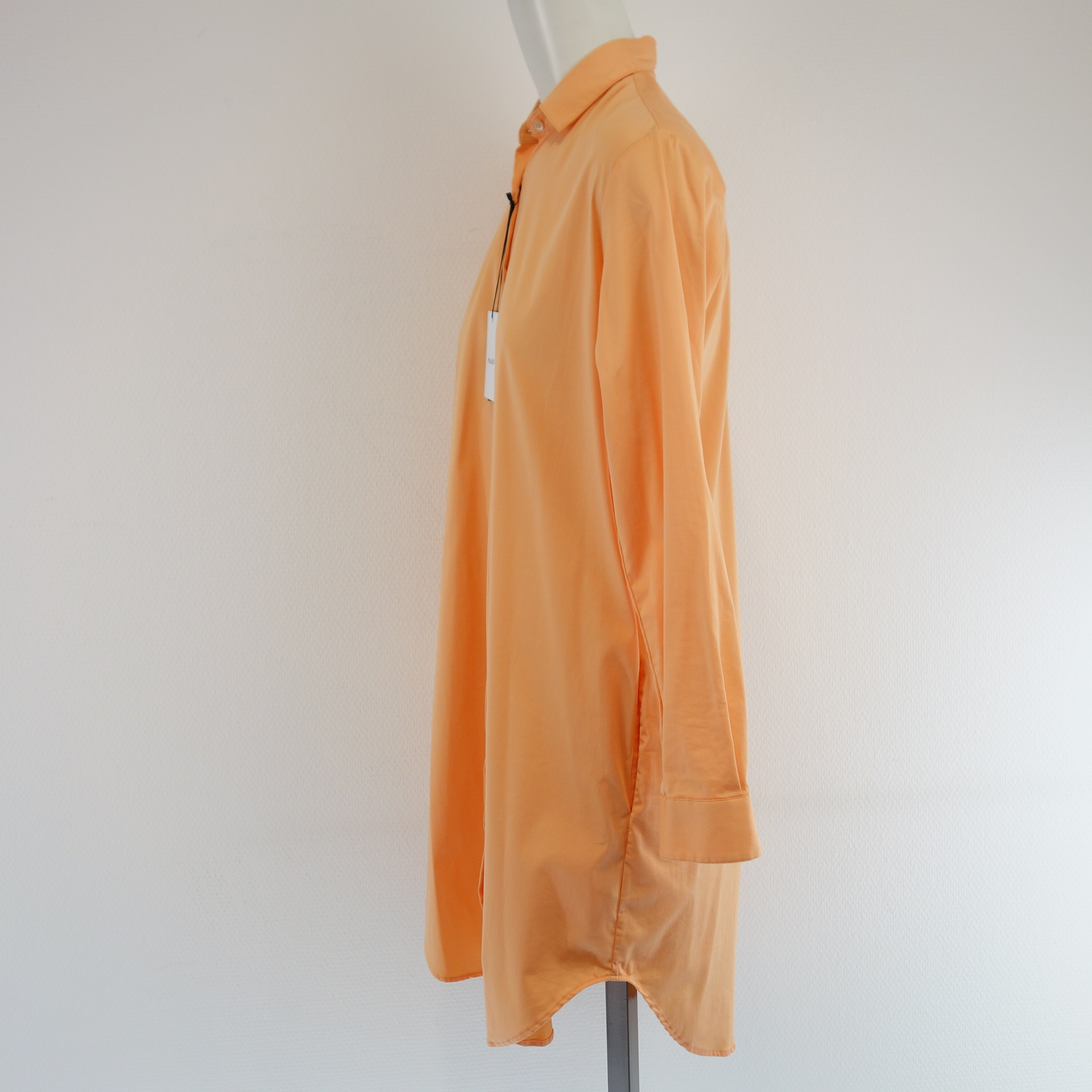 AGLINI Damen Kleid Tunika Lange Bluse Hemd Hemdkleid Tunikakleid Midi Orange