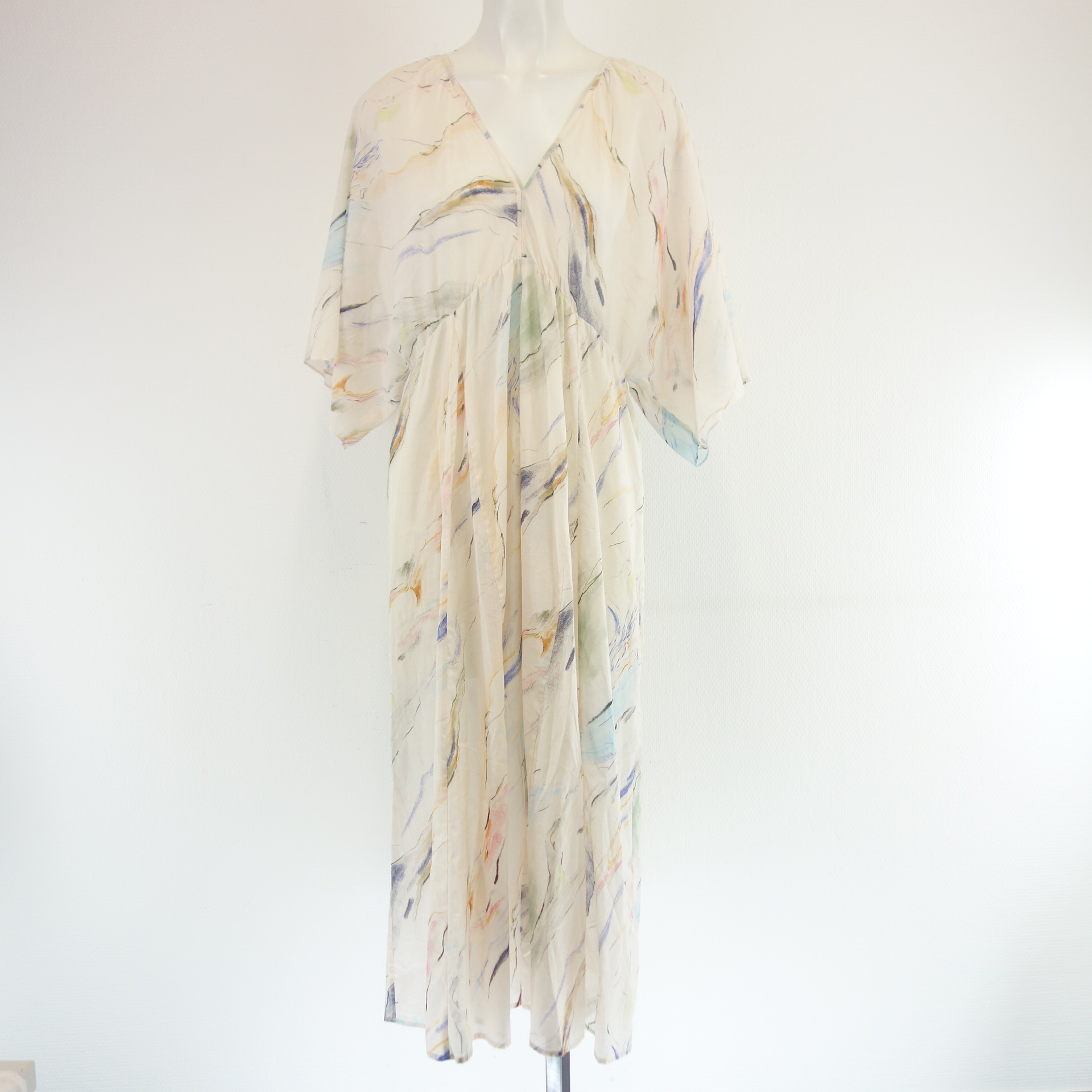 SECOND FEMALE Damen Sommer Midi Kleid Shiftkleid Baumwolle Modell Alex Ivory Cream