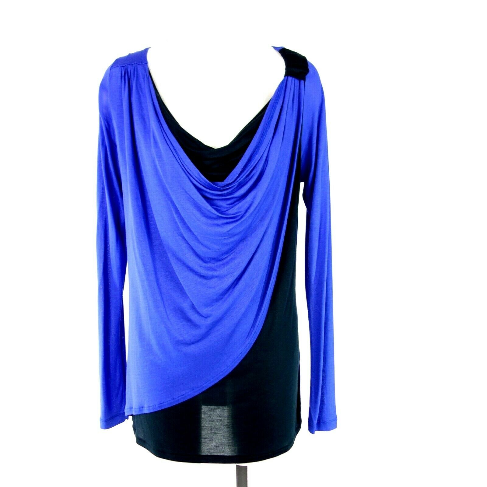 EXPRESSO Damen Shirt T-Shirt Tunika Oberteil Blau Schwarz Arcia Viskose M 38 Neu