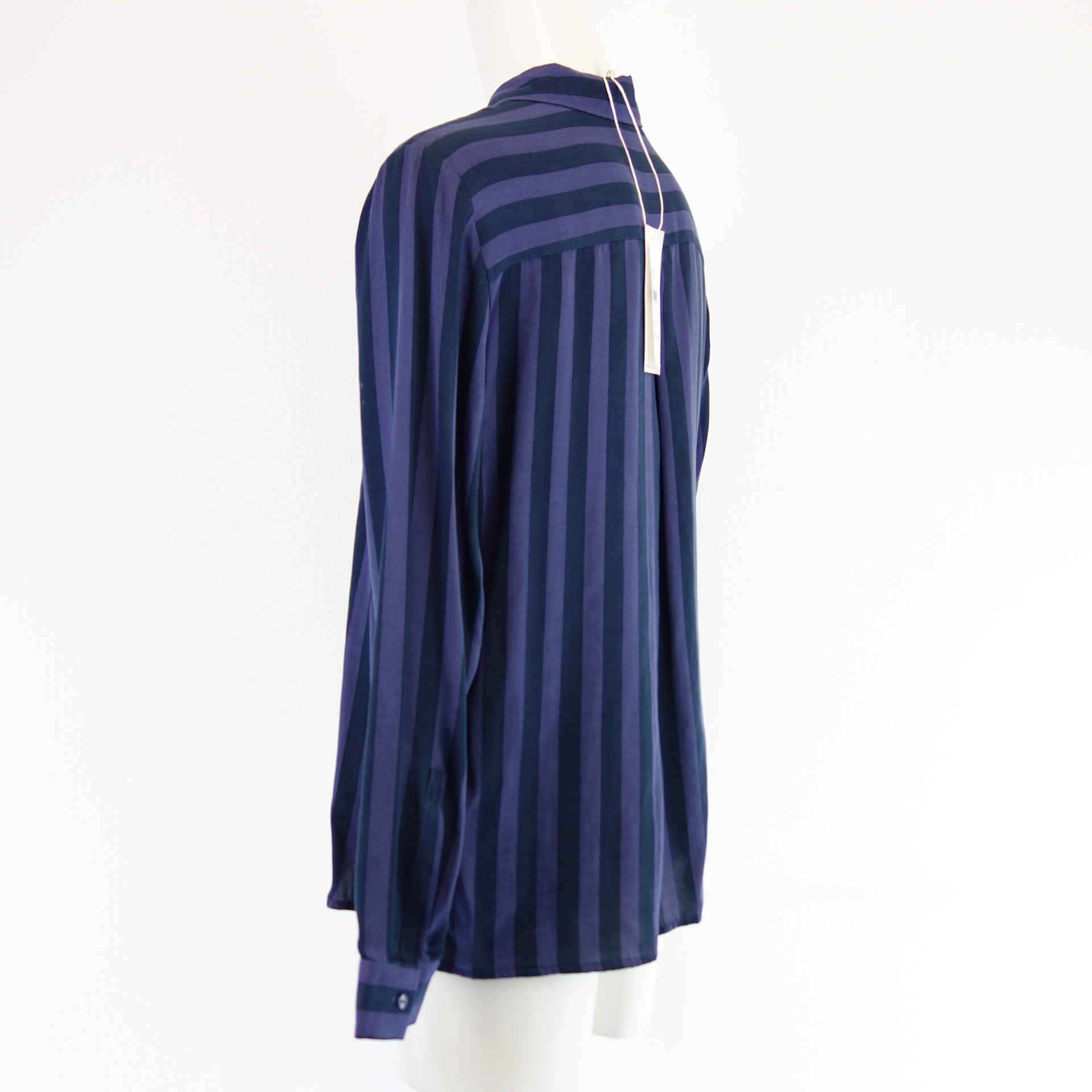 MILANO Italy Damen Bluse Shirt Tunika Oberteil Blautöne Streifen 100% Viskose