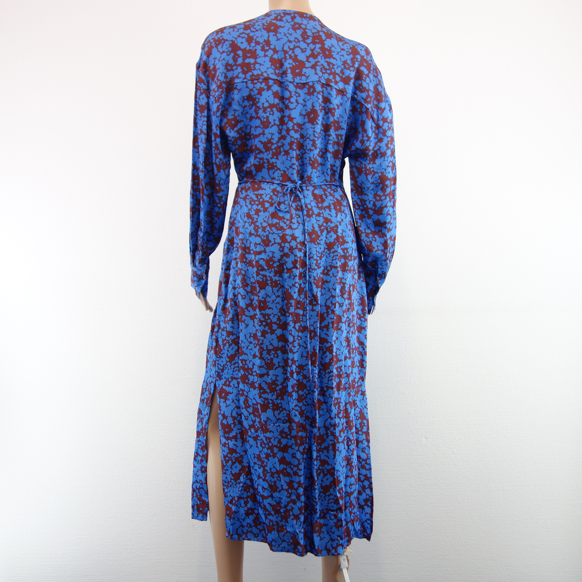 SECOND FEMALE Kleid Wickelkleid Maxi Blau Braun Modell Vincent 100% Viskose