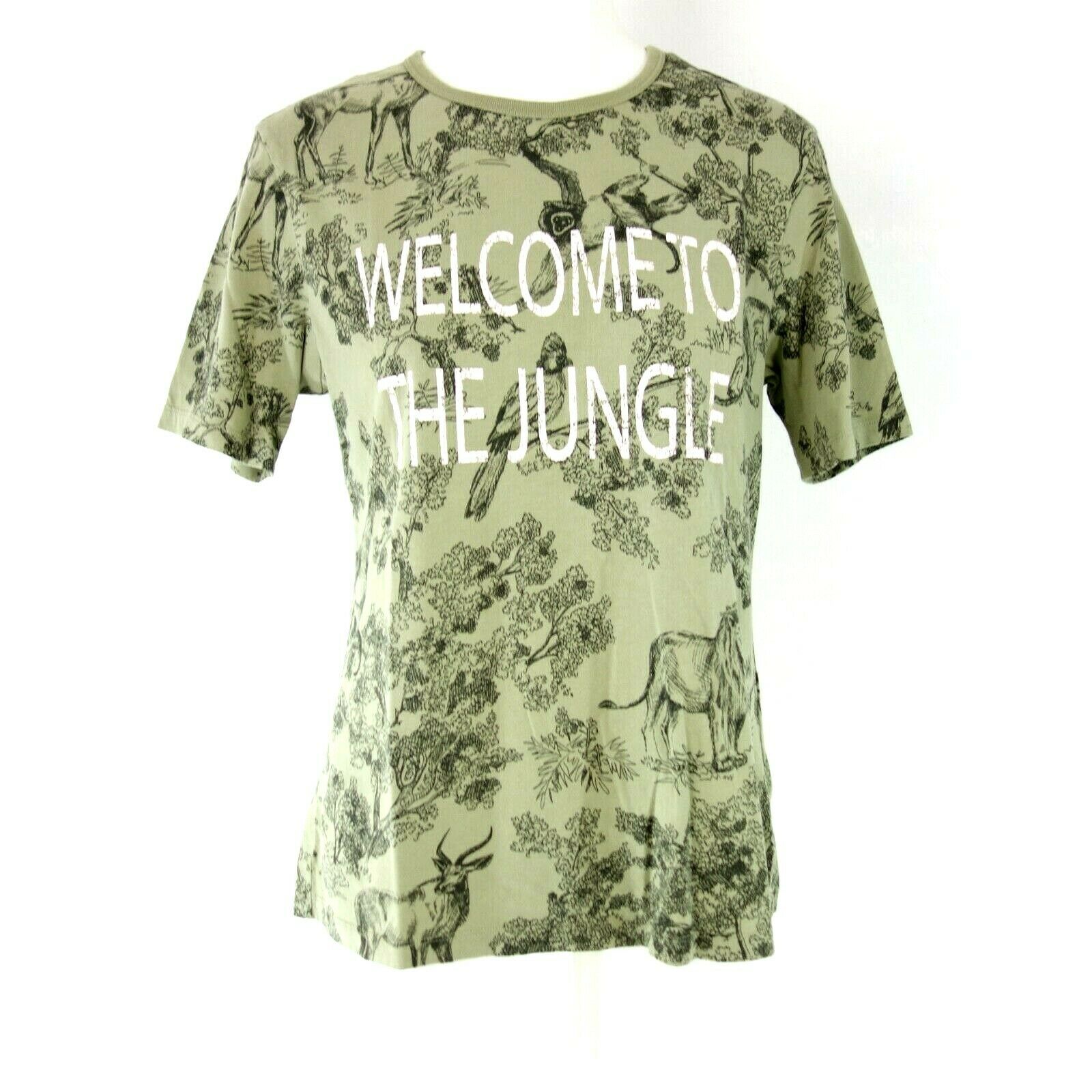 JUVIA Damen T Shirt Damenshirt T-Shirt Khaki Grün Jungle 100% Baumwolle Tier Neu - 34