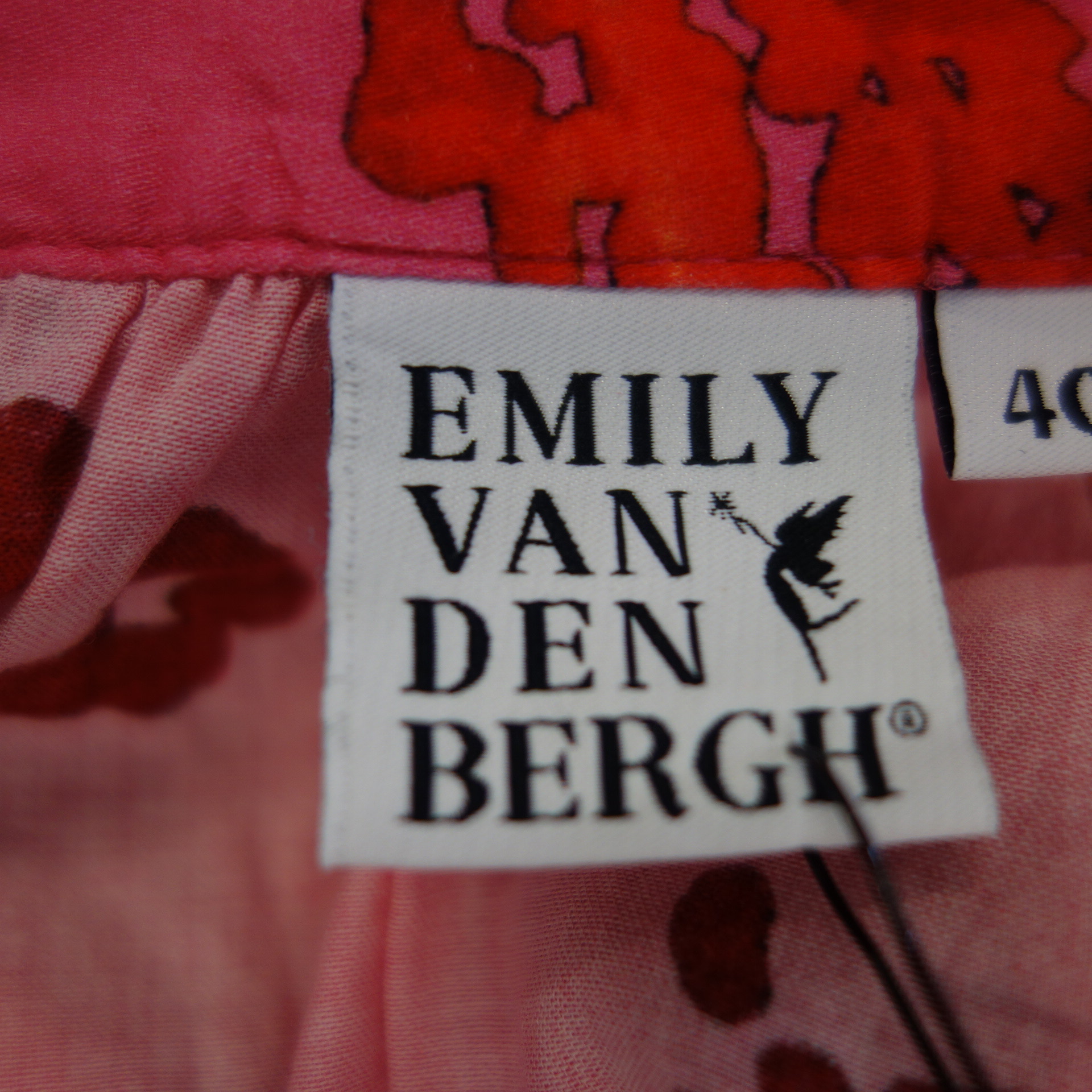 EMILY VAN DEN BERG Damen Kurzarm Bluse Rosa Rot Muster 100% Baumwolle