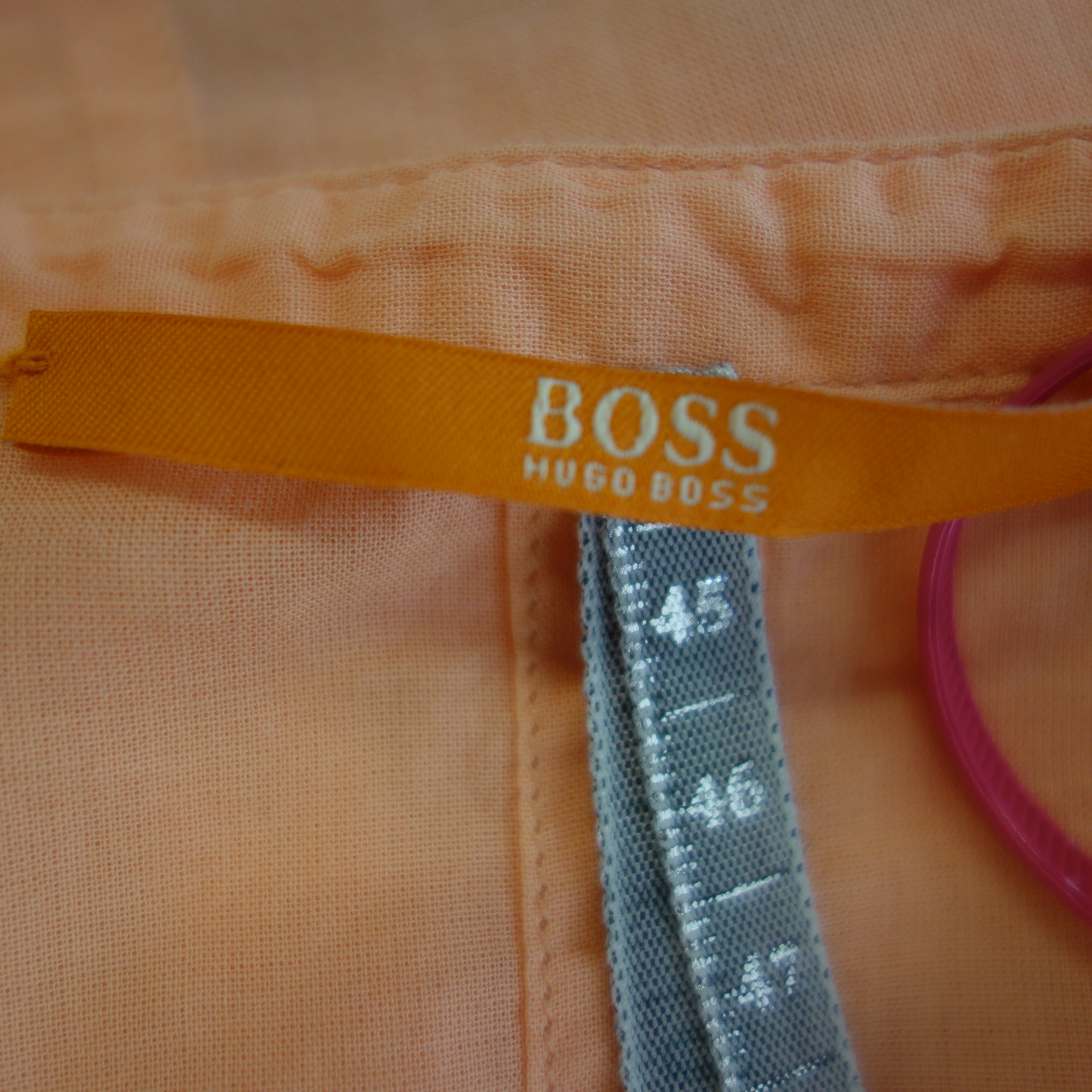 HUGO BOSS Damen Bluse Tunika Hemd Oberteil Apricot Reine Baumwolle Größe 42 XL