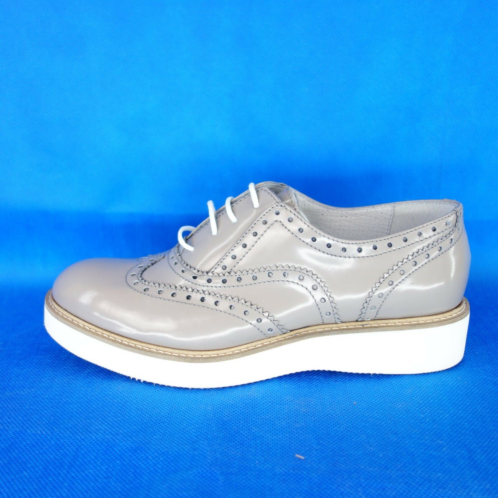 Billi Bi Damen Schuhe Loafer Halbschuhe Schnürschuhe Grau Leder 37 Np 149 Neu - EUR 37
