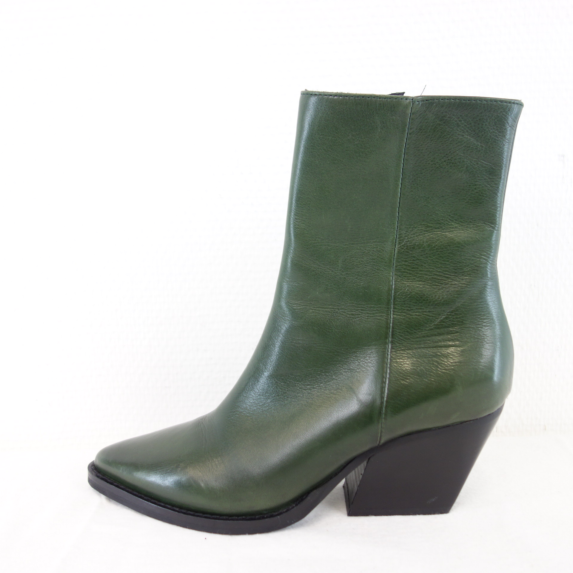 BUKELA Dänemark Damen Schuhe Stiefeletten Stiefel Boots Grün Leder Gr 37