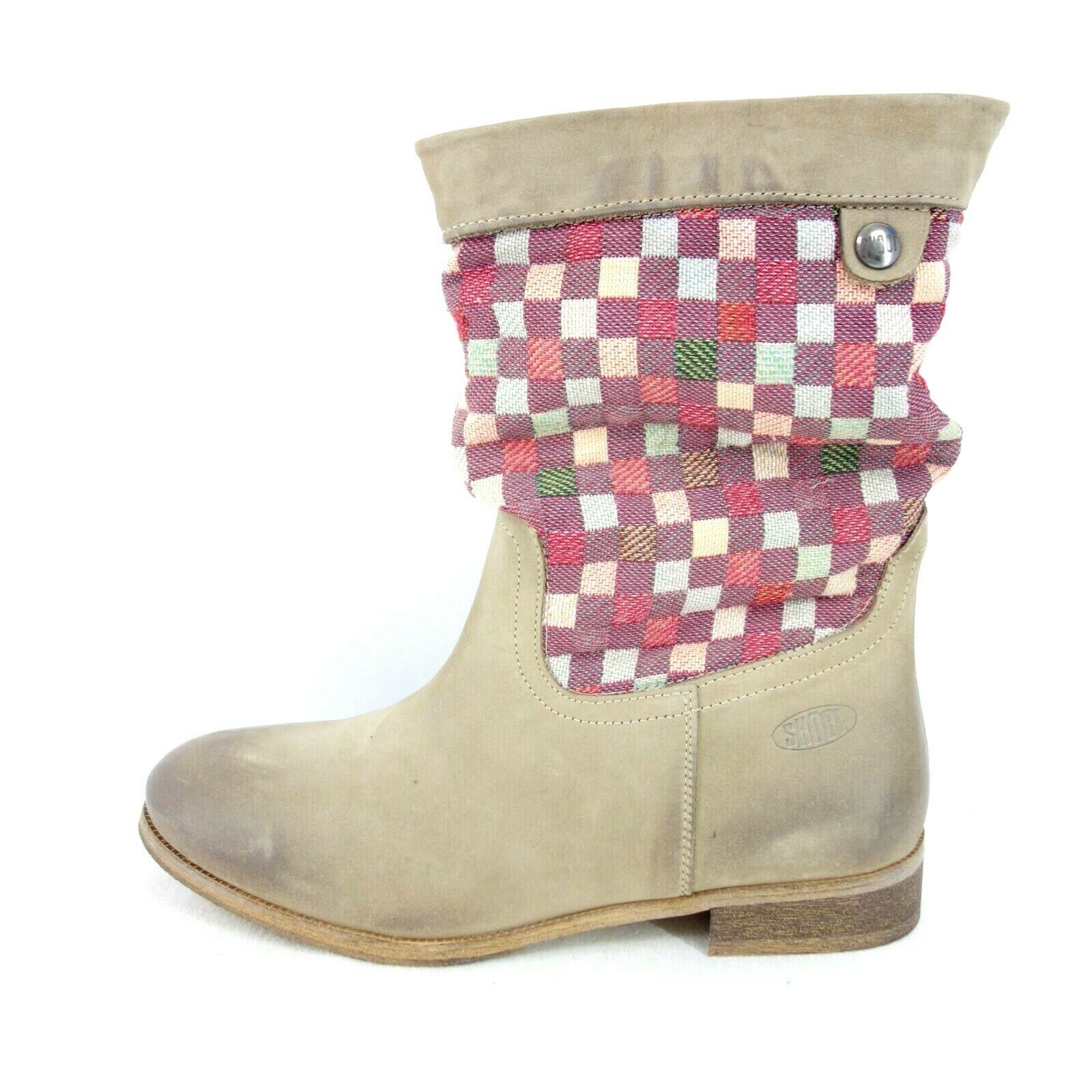 Shoot Damen Schuhe Boots Bootie Stiefeletten Leder Taupe Schaft Textil Np 99 Neu - EUR 39