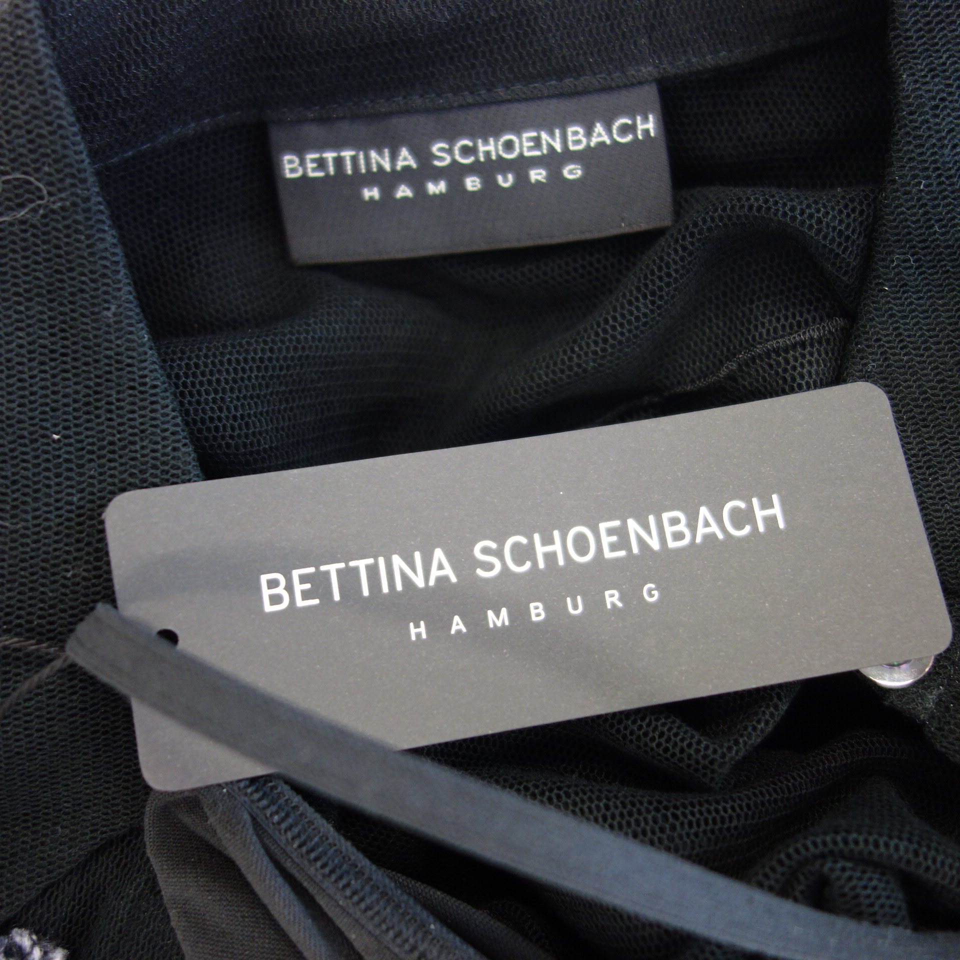 BETTINA SCHOENBACH Damen Bluse mit Top Netzbluse Transparent Schwarz Gr 38
