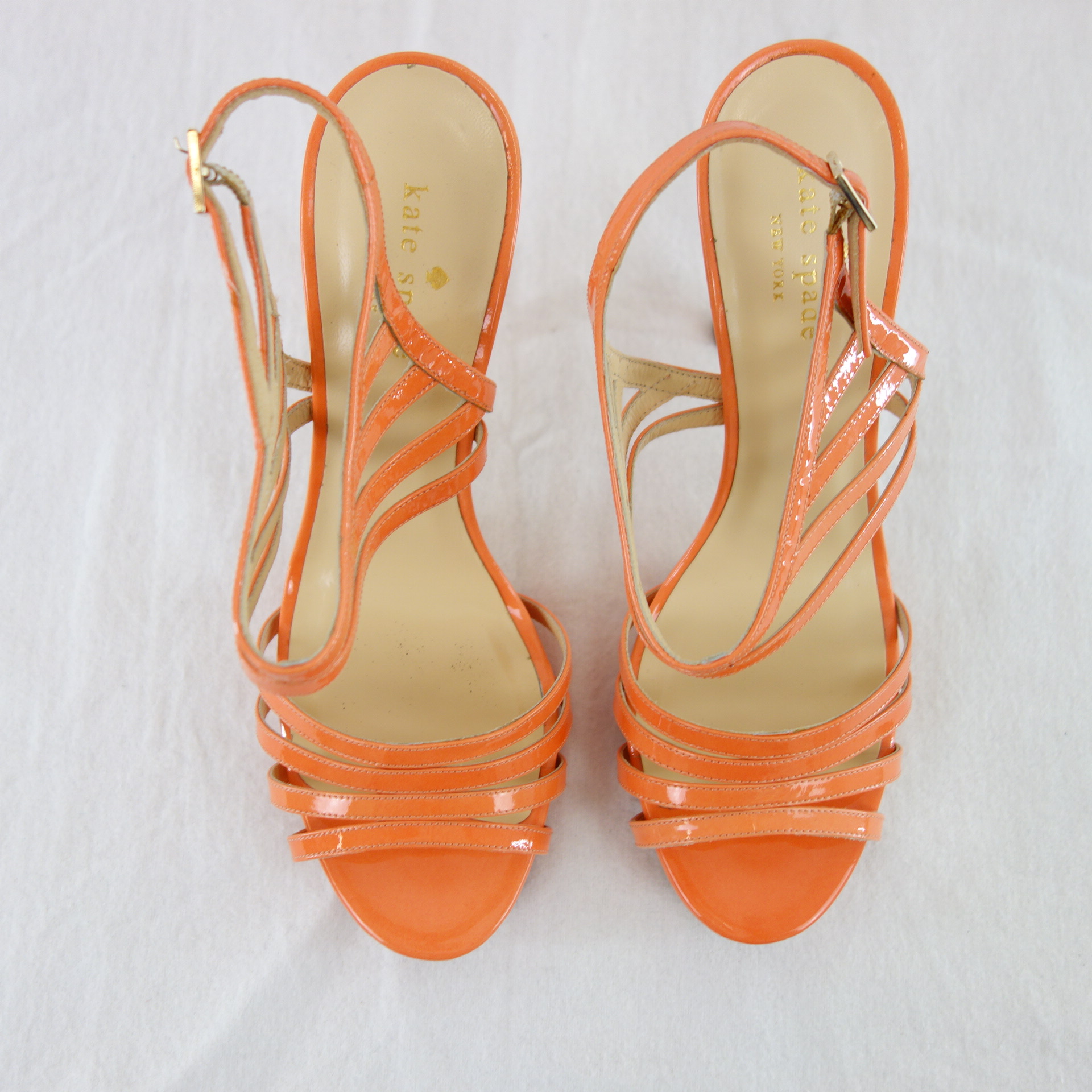 KATE SPADE New York Damen Schuhe Sandaletten Stiletto Pumps Lackleder Leder Orange 