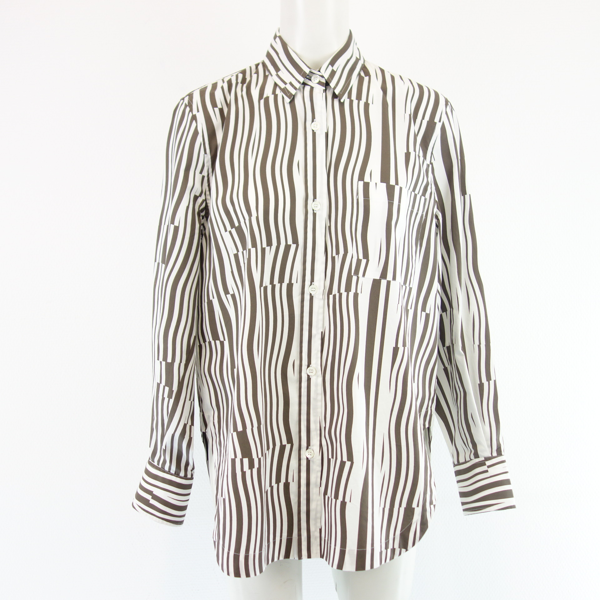CALIBAN Damen Hemd Bluse Tunika Oberteil Shirt Weiß Braun Oversize Baumwolle