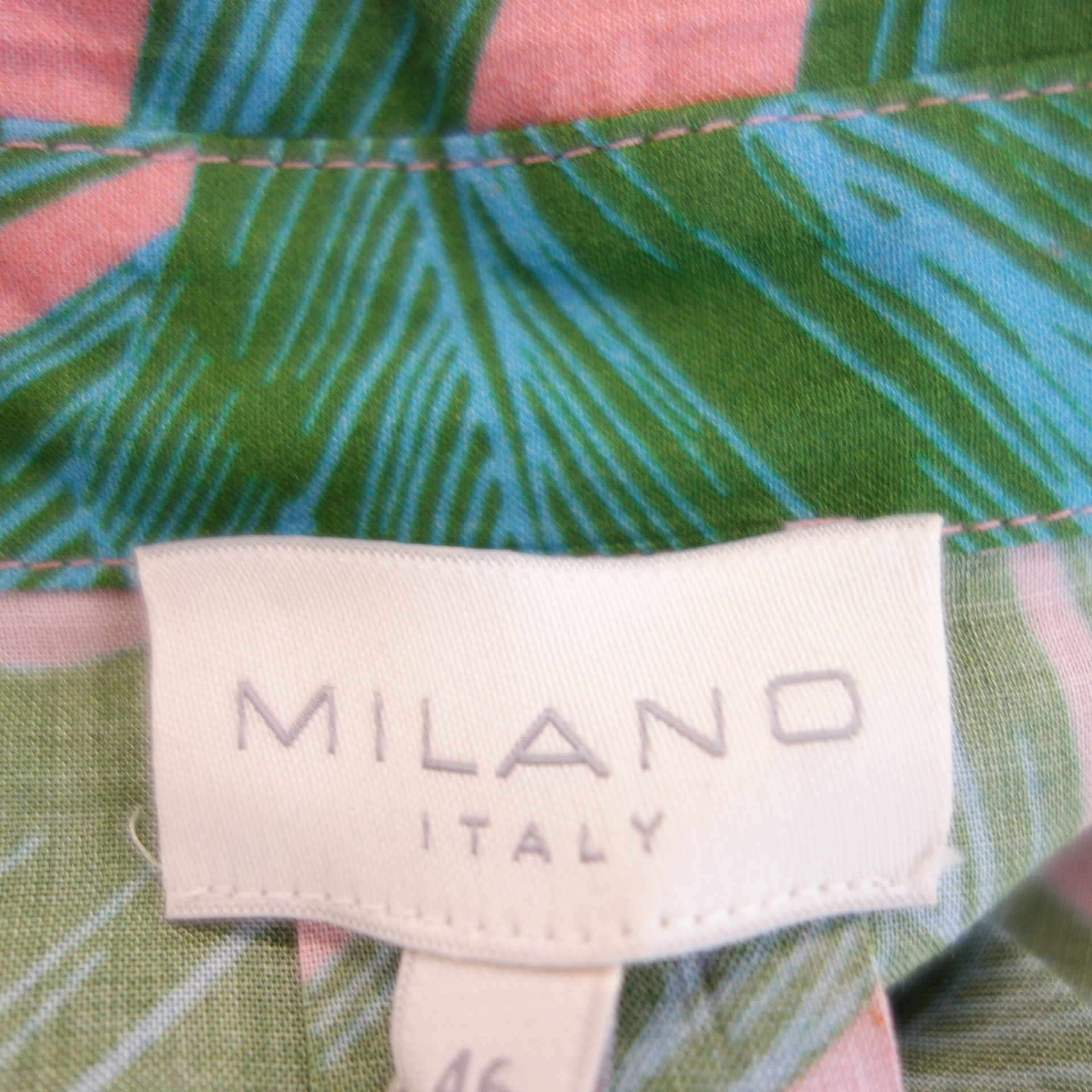 MILANO ITALY Damen Bluse Rosa Grün Braun Blumen Muster 100% Viskose