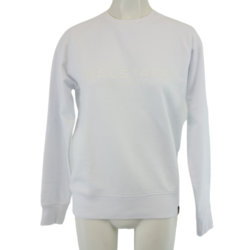 BELSTAFF Damen Sweatshirt Sweater Damensweater Oberteil Pullover Weiß 100% Baumwolle