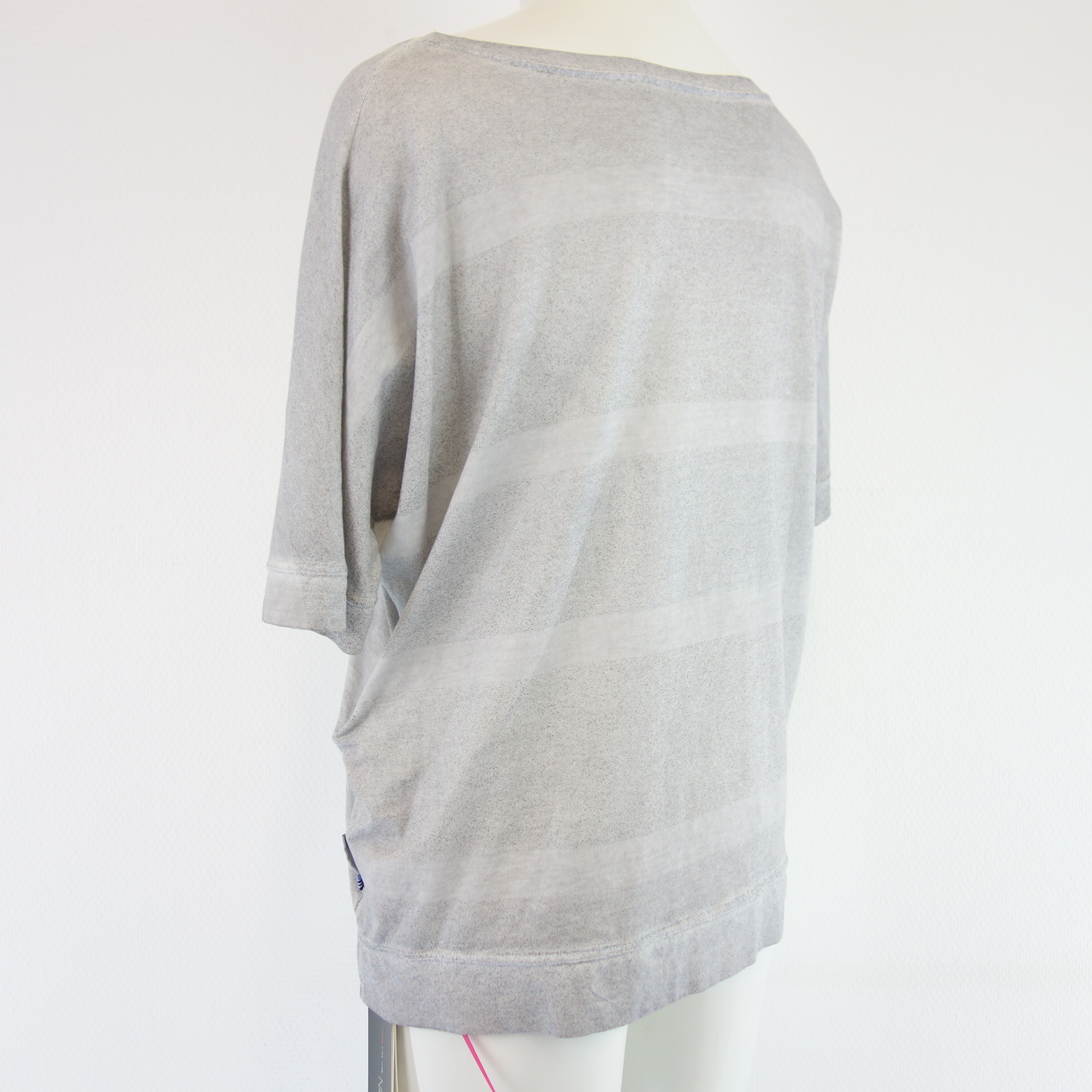 MARC CAIN Damen Shirt T-Shirt Oberteil Grau Oversize Schnitt 100% Baumwolle  Größe N2 36