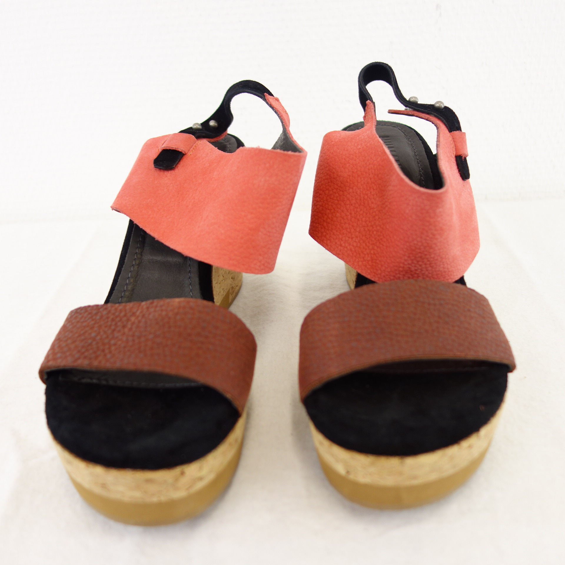 HUMANOID Damen Schuhe Sandaletten Wedges Pumps Leder Rot Braun Gr 40 ( 39 )