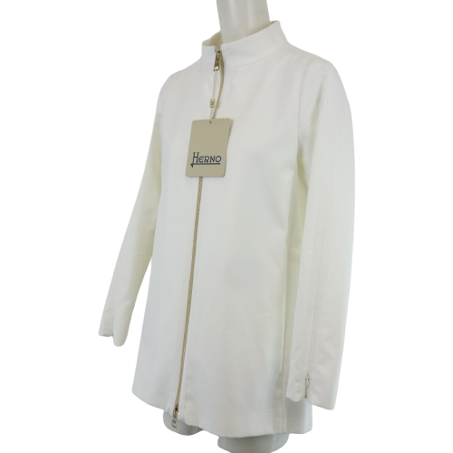 HERNO Lange Damen Jacke Damenjacke Weiß Eleganter Anorak Blazer Stil 