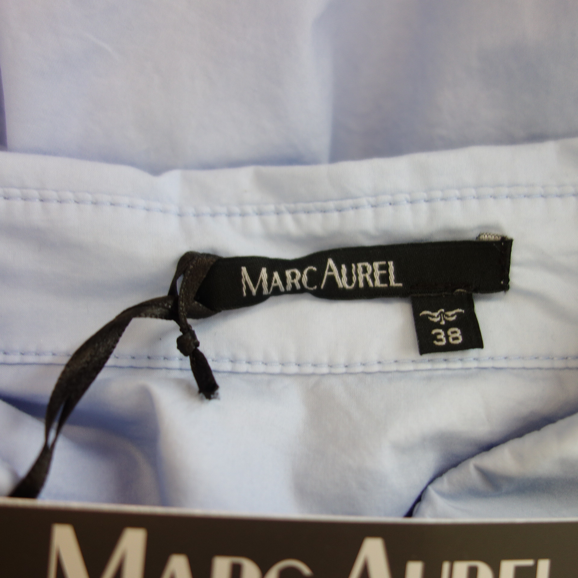 MARC AUREL Damen Bluse Tunika Oberteil Shirt Blau 100% Baumwolle Gr 38