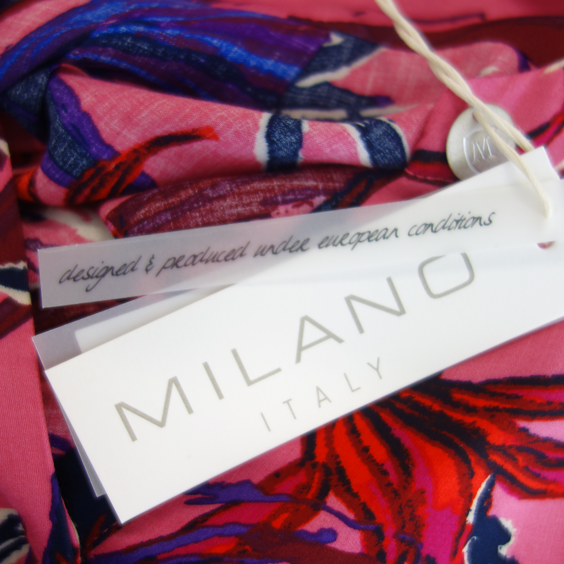 MILANO Italy Damen Bluse Tunika Hemd Shirt Bunt 100% Viskose 3/4 Ärmel