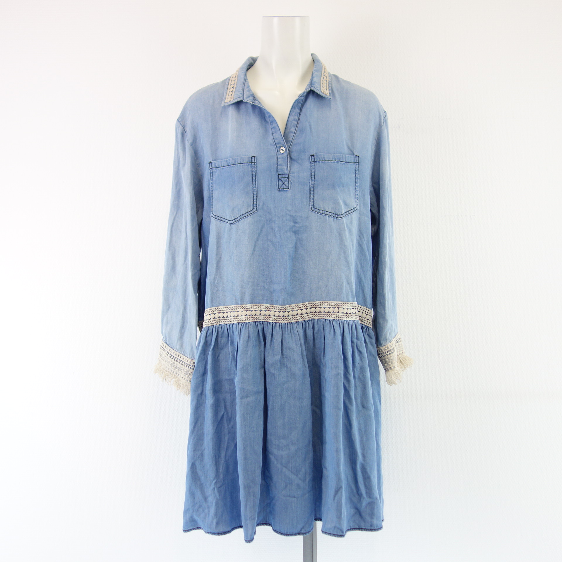 CATNOIR Damen Jeans Kleid Jeanskleid Tunika Blau 100% Lyocell Gr 42 Boho