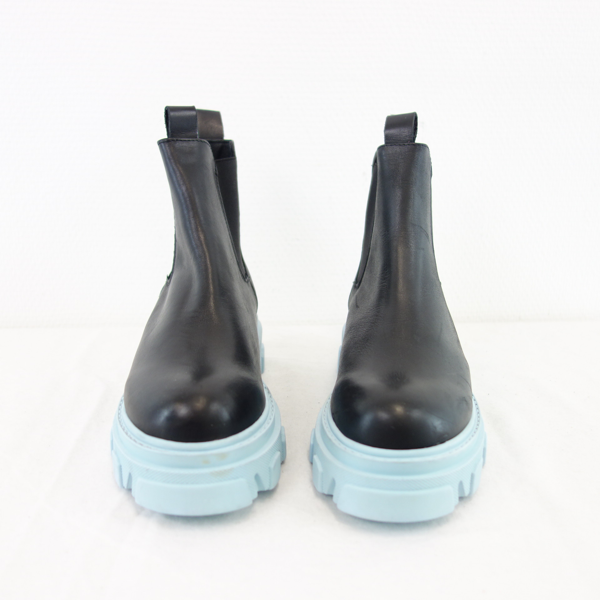 BUKELA Damen Schuhe Chelsea Boots Stiefelette Stiefel Schwarz Blau Gr 37