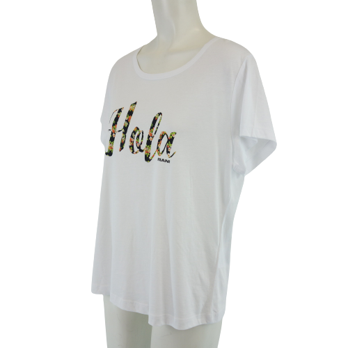 RIANI Damen Shirt Oberteil Damenshirt T-Shirt Weiß Hola Print Größe 38 M
