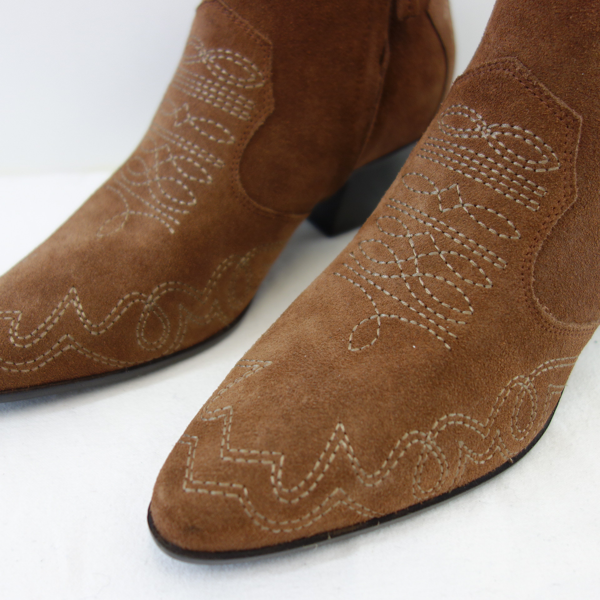 FIRST1FASHION Damen Schuhe Stiefeletten Cowboy Boots Braun Wildleder Np 220 Neu