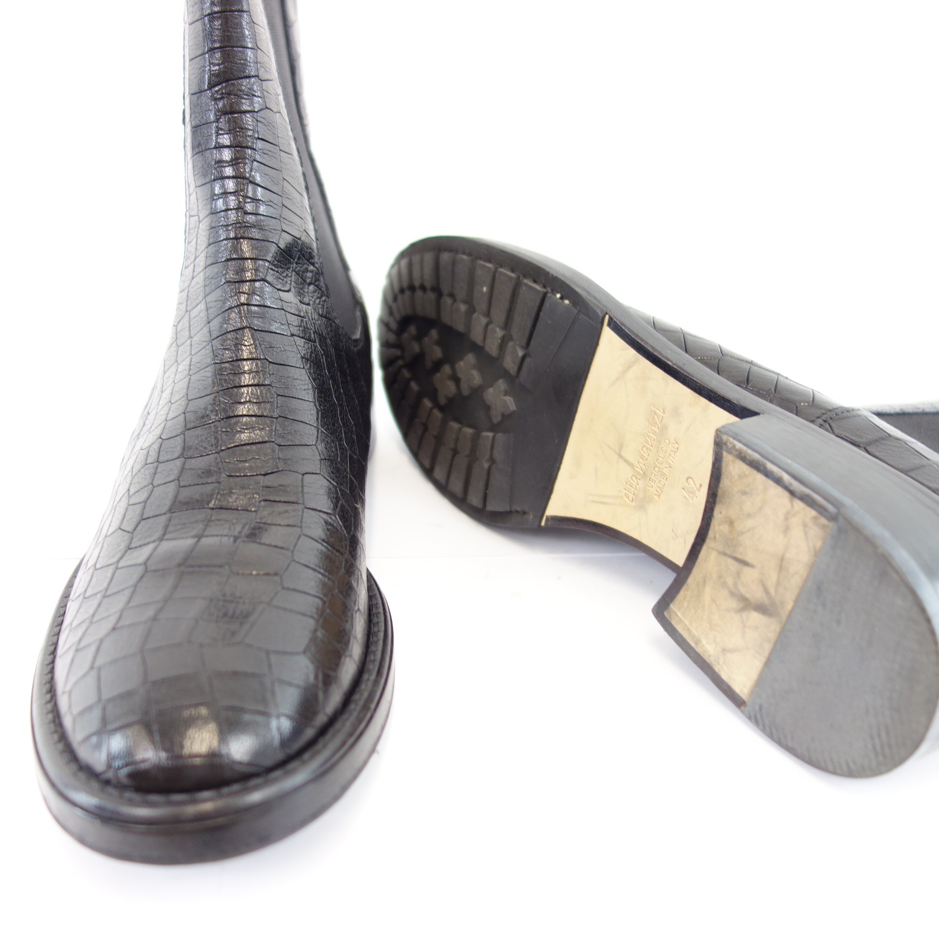 ELIA MAURIZI Business Schuhe Chelsea Stiefeletten Boots Schwarz Leder 41,5 ( 42 )