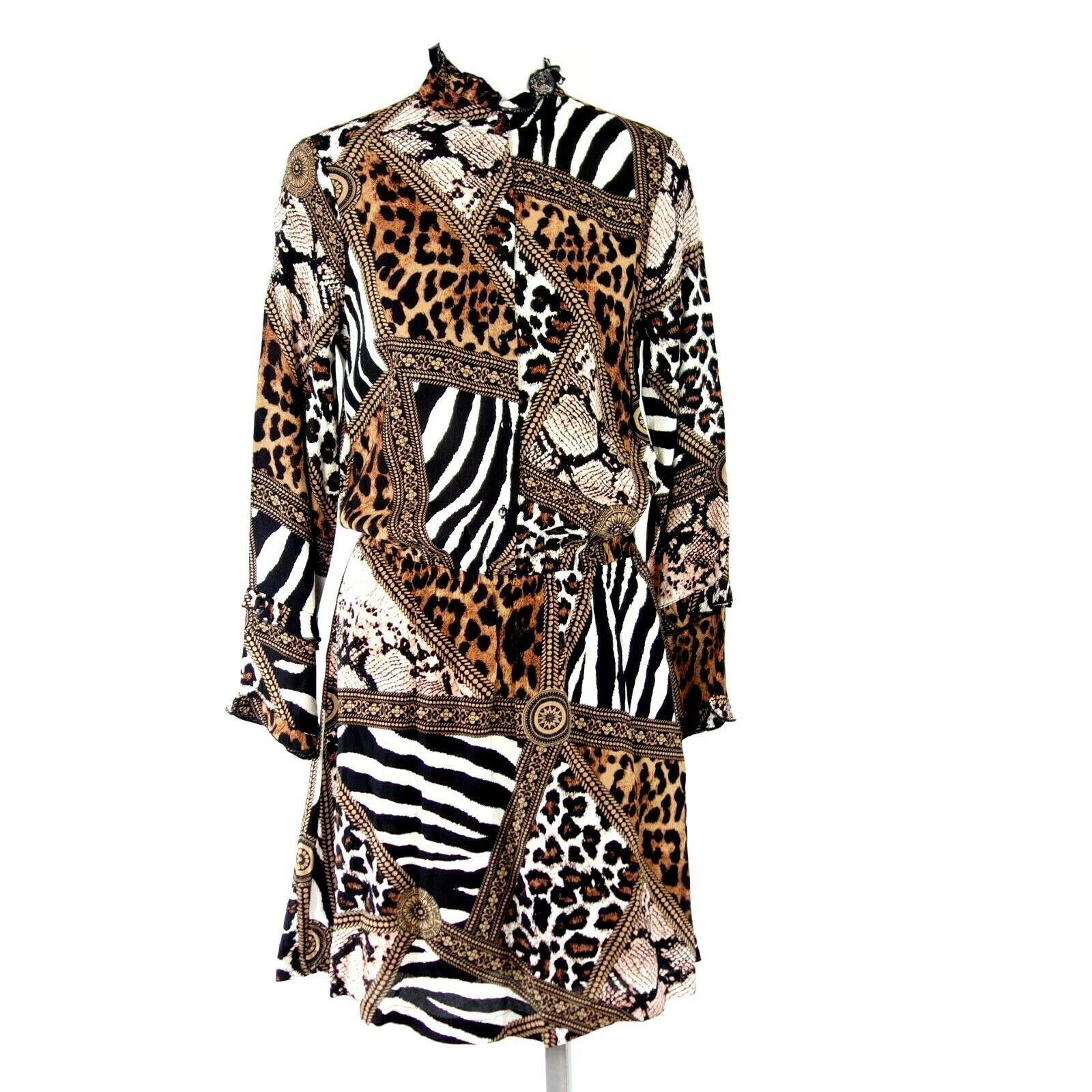 Esqualo Damen Kleid Blusenkleid Tunika Muster Langarm Ibiza Style Neu - 34