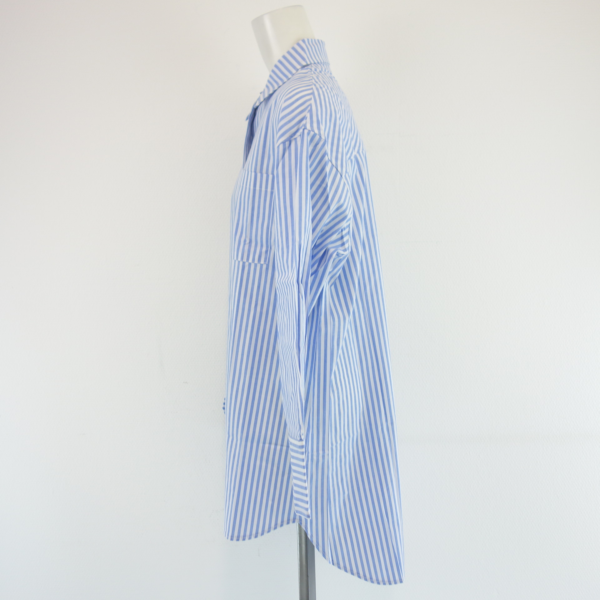 TIFFANY Lange Damen Bluse Hemd Tunika Blau Weiß Shirt Größe S / M Baumwolle