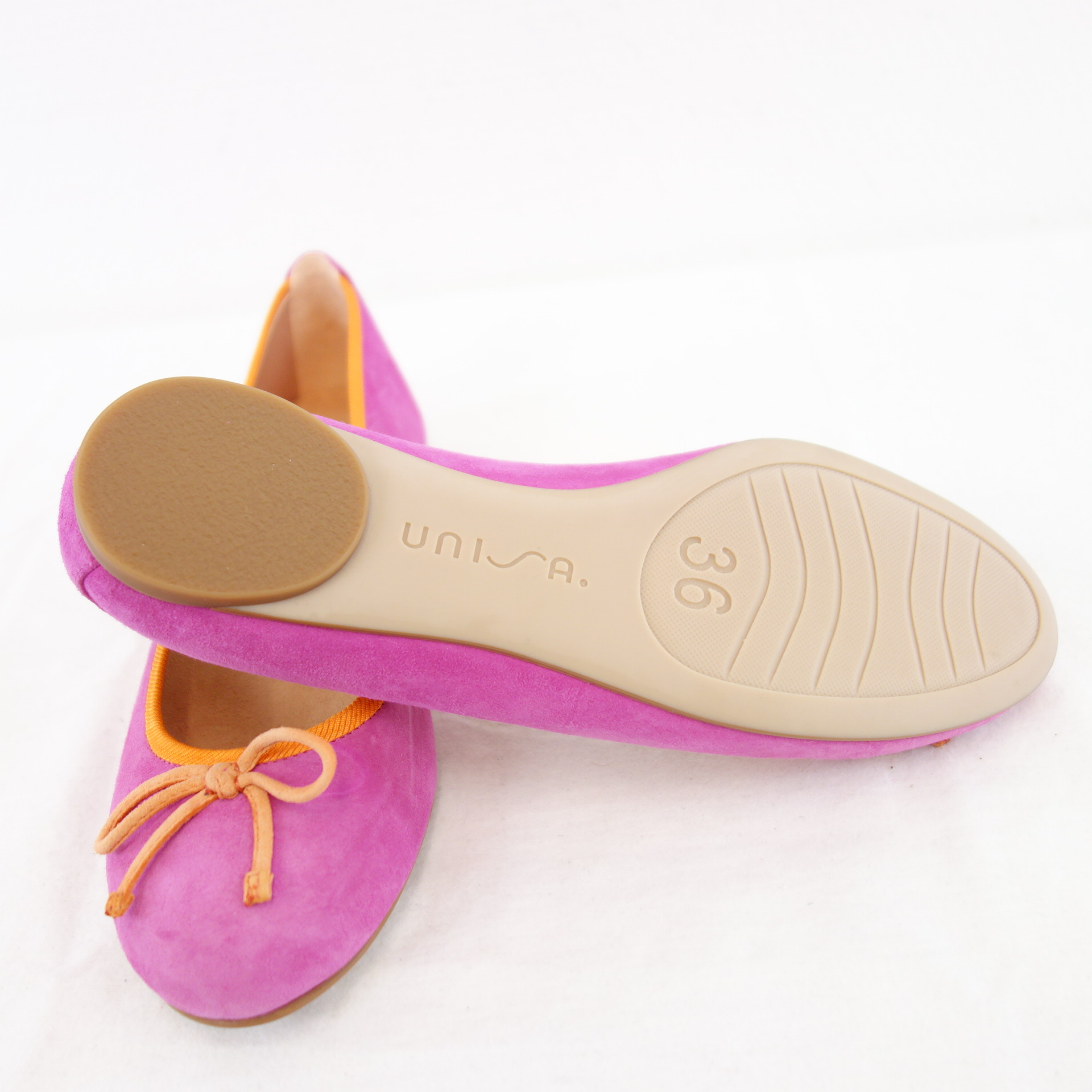 UNISA Flache Damen Schuhe Ballerinas Loafer Wildleder Rosa Orange Gr 36 Modell Adriana