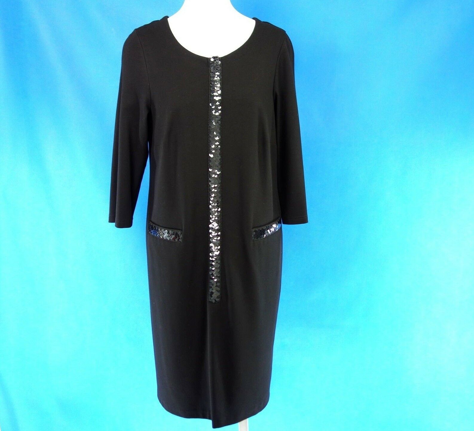 Vabene Damen Kleid Etuikleid Größe 42 XL Schwarz Pailletten Festlich Np 179 Neu - 42