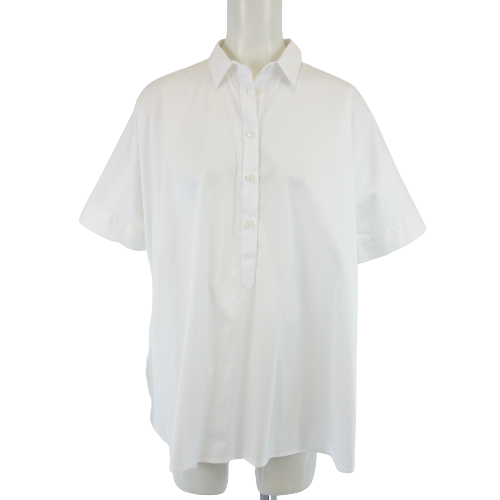 RIANI Damen Bluse Tunika Oberteil Hemdbluse Hemd Weiß Größe 40 L Gürtel Oversize Stil