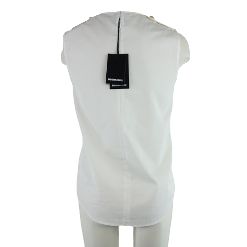 DSQUARED2 Dsquared 2 Damen Bluse Hemd Shirt Oberteil Tunika Weiß Baumwolle
